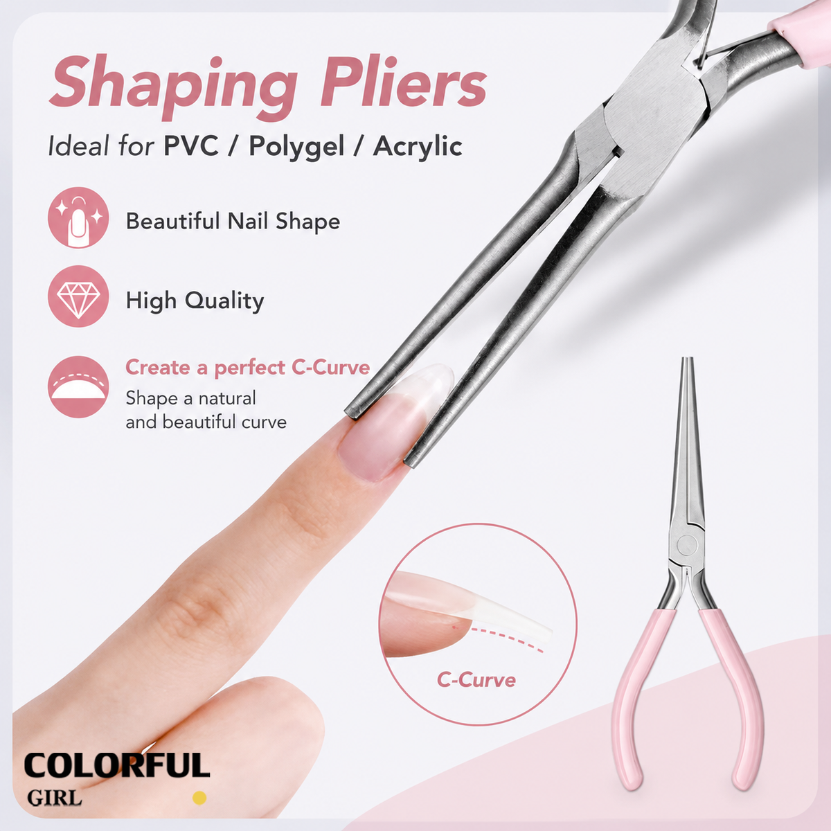 【พร้อมส่ง】คีมบีบเล็บ C-Curve คีมจัดทรงเล็บ สำหรับ Polygel / Acrylic / ต่อเล็บ PVC คีมปากแหลม หนีบทรงเล็บ ดึงอะไหล่ อุปกรณ์ทำเล็บมืออาชีพ