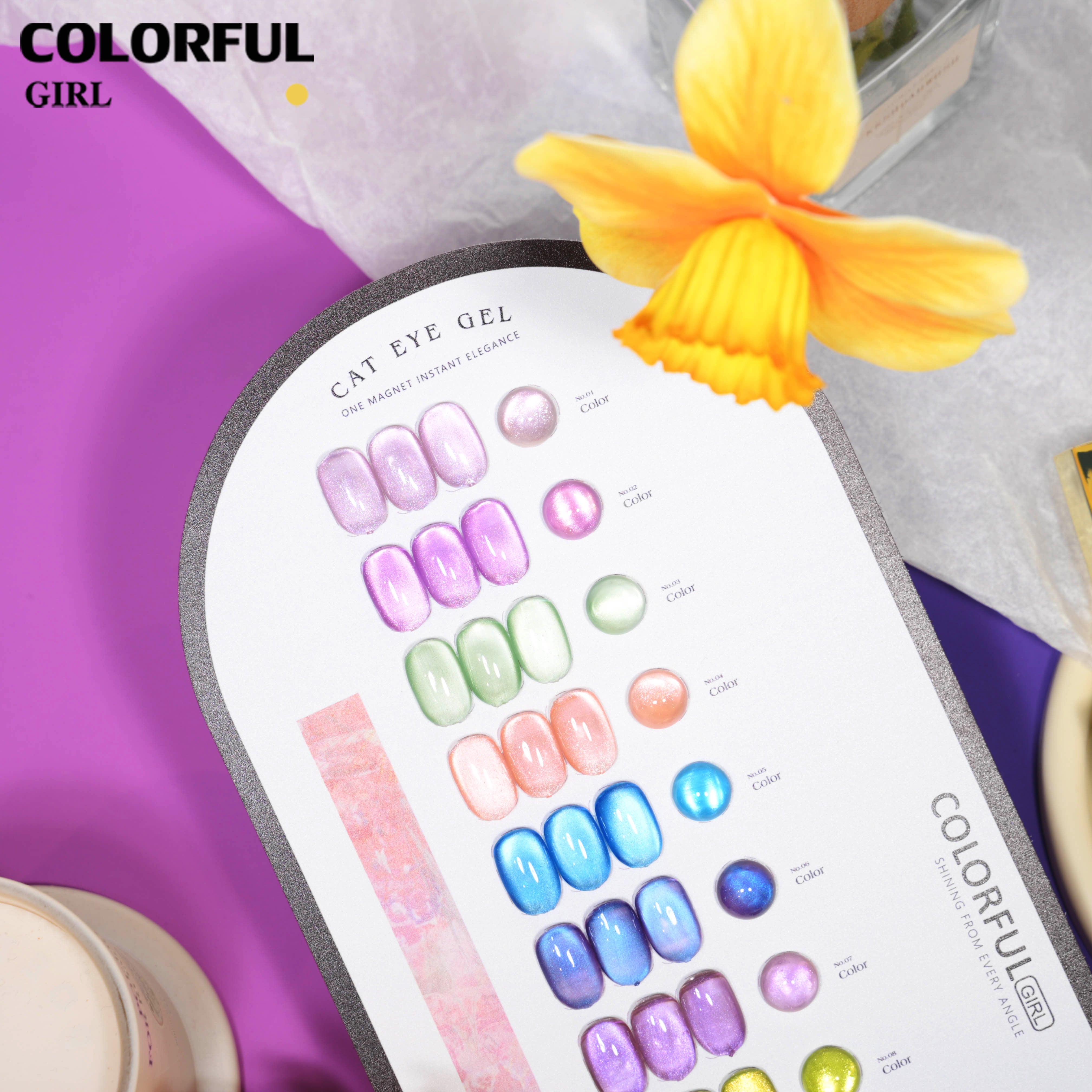 COLORFUL GIRL Dewy Glow Cat Eye 10 สี ✨ ฟีลน้ำใสวิ้งวาวแบบฝัน｜สีเจลแคทอาย + สีเจลกลิซเตอร์ ｜โทนสีหวานละมุน สไตล์สาวน่ารัก 💖 (ทามาให้แล้ว พร้อมใช้งาน)