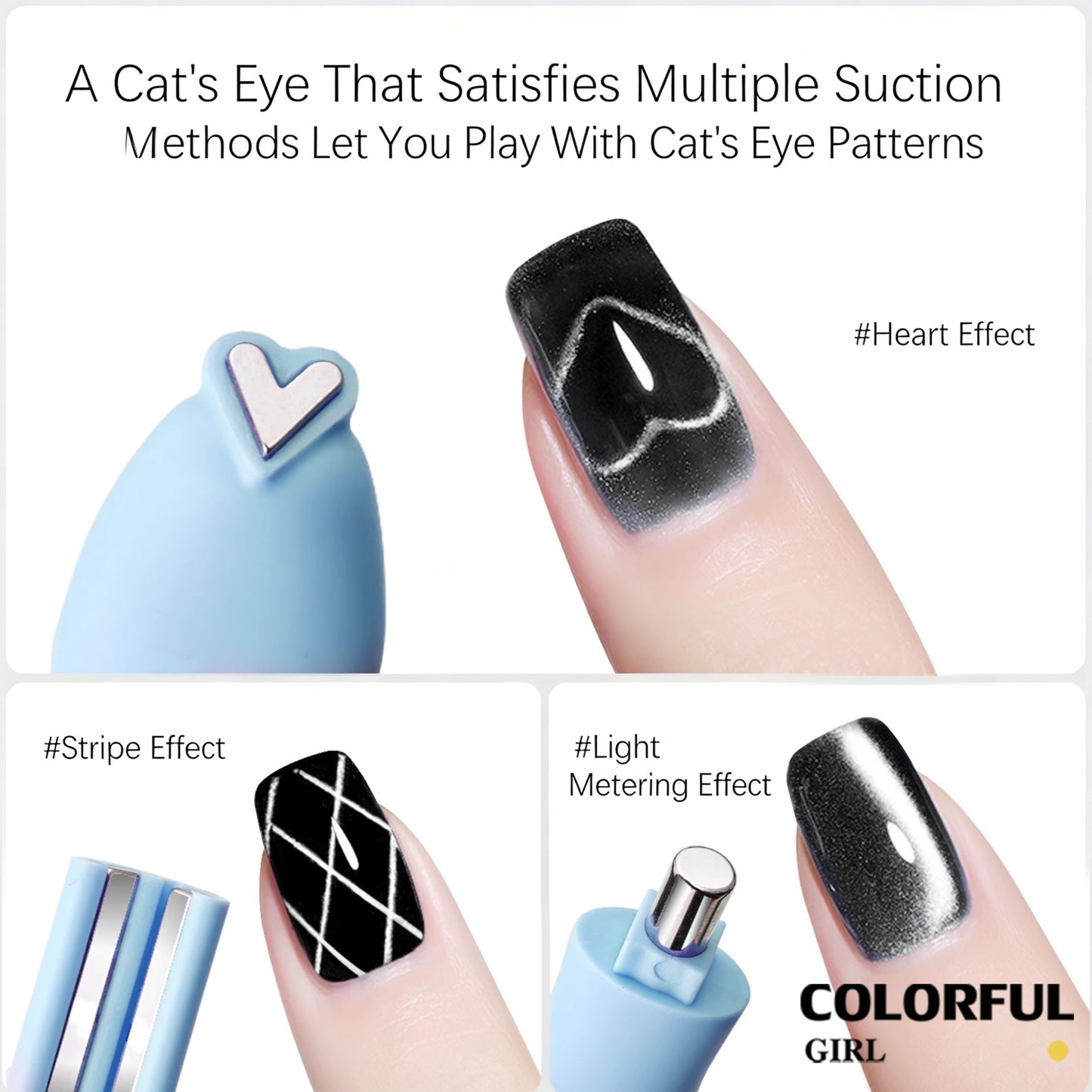 Cat Eye Magnetic Nail Art เครื่องมือ, 3IN1 Multifunctional Heart Cat Eye
