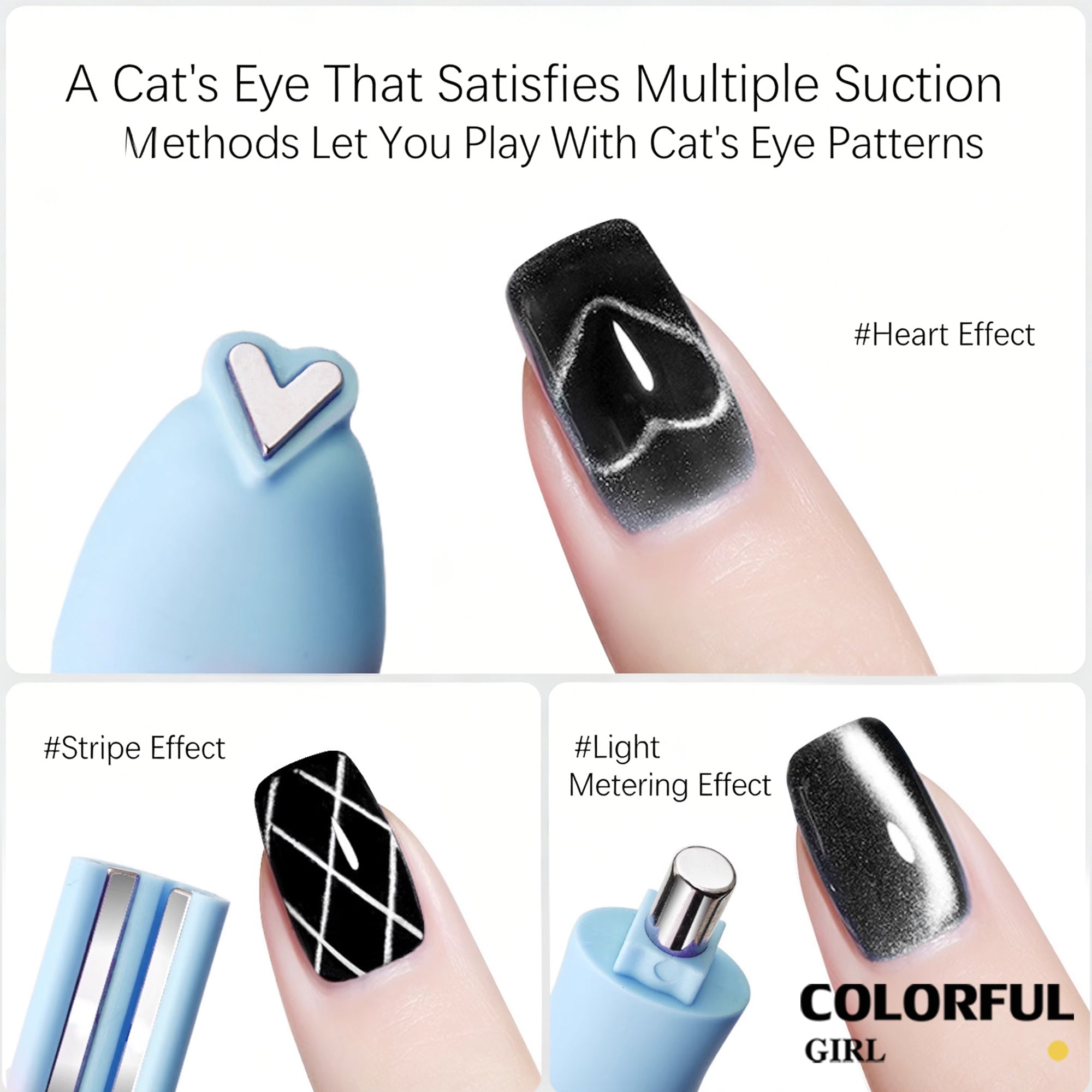 Cat Eye Magnetic Nail Art เครื่องมือ, 3IN1 Multifunctional Heart Cat Eye