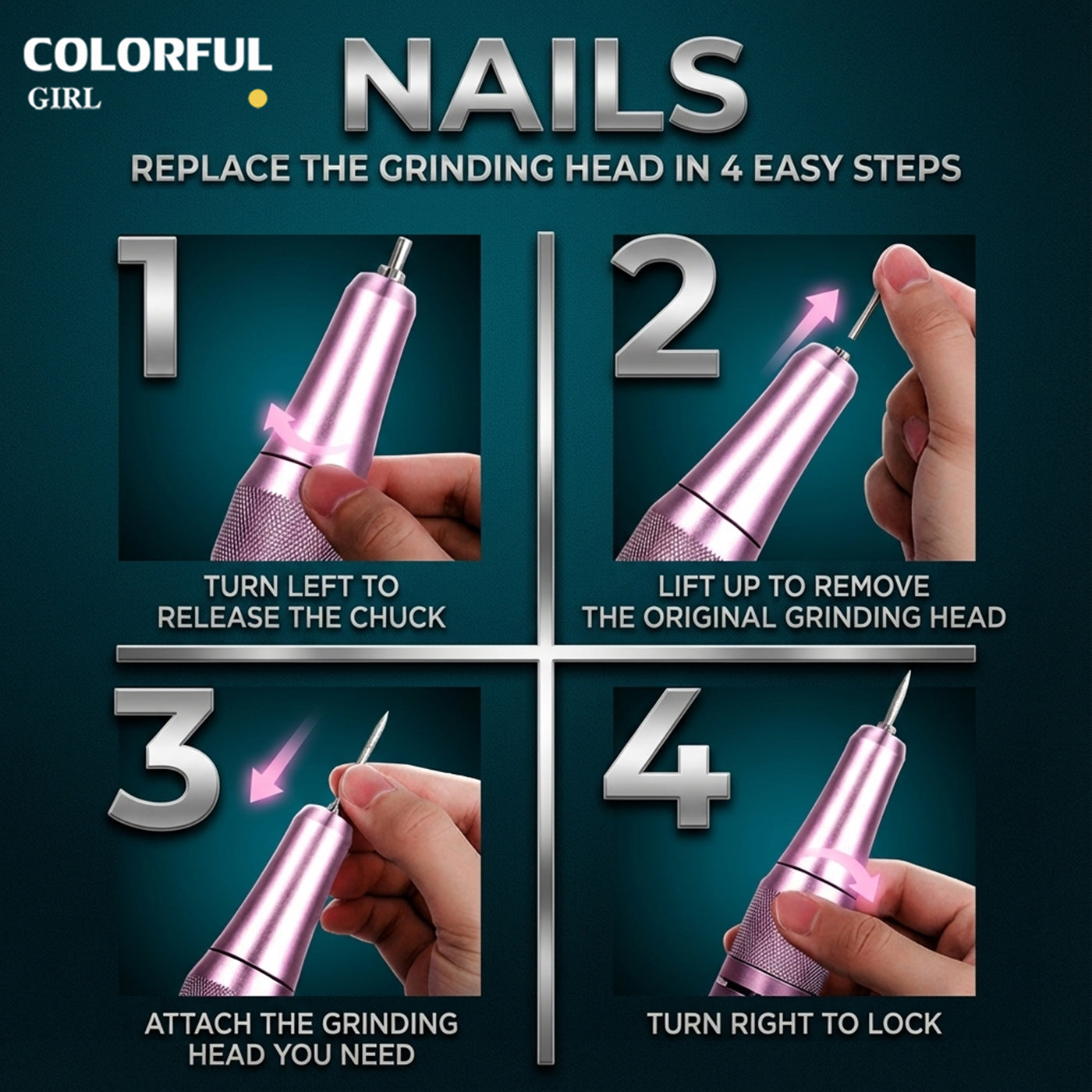 เครื่องเจียเล็บไฟฟ้าแบบพกพา 4 สี |รุ่น M05 ความเร็วสูงสุด 40,000 รอบ/นาที · เสถียร เสียงเบา · ระดับมืออาชีพ ปรับความเร็วด้วยปุ่มหมุน ·  แบตเตอรี่ 3000mAh