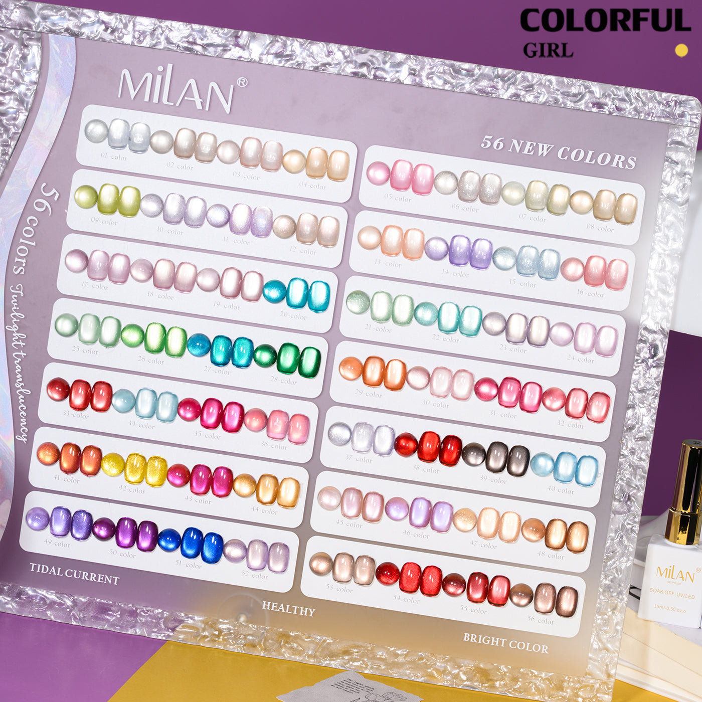 เจลเล็บ MILAN Cat Eye 56 สี | รวมโทนสีครบเซ็ต | นู้ด/สีสด/โฮโลแกรม/โทนเข้ม | เซ็ตเดียวครบทุกสไตล์ เจลตาแมว + สีเจลแคทอายเนื้อซาติน  (ทามาให้แล้ว พร้อมใช้งาน)