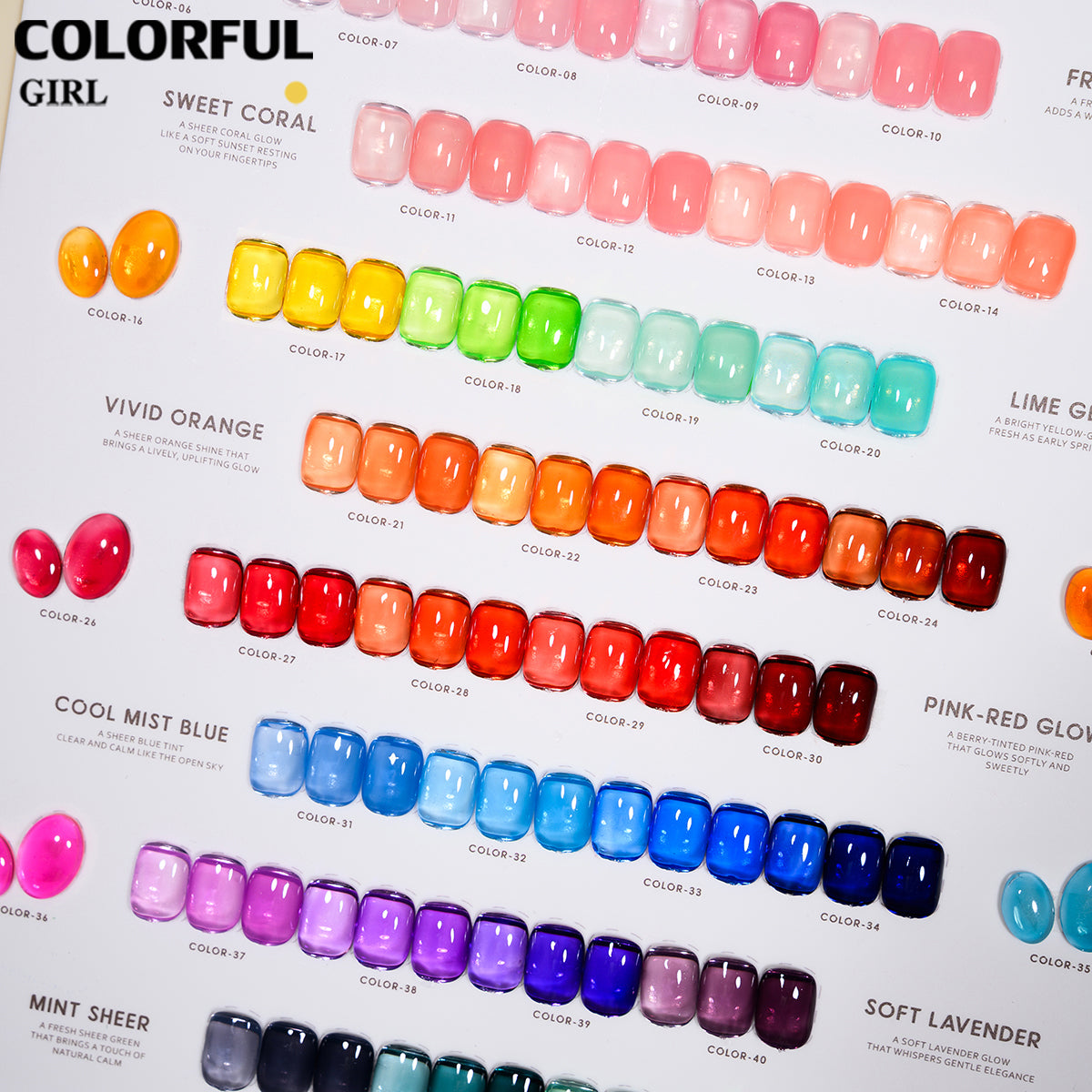 COLORFUL GIRL สีไซรัป 50 สี ✨สีลูกกวาด สีเจลไซรัป โทนชมพู Ice Peach แถมฟรีชาร์จสี