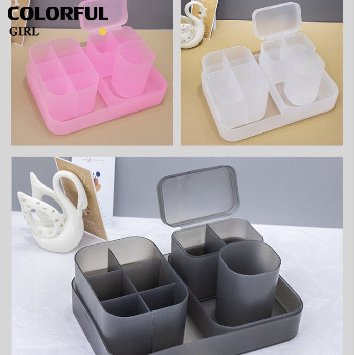 【พร้อมส่ง】ชุดกล่องจัดระเบียบอุปกรณ์ทำเล็บตั้งโต๊ะ 5 ชิ้น จุของได้เยอะ สำหรับใส่ตะไบเล็บ ที่ดันหนัง สำลี แปรง และกรรไกรตัดหนัง มี 3 สี