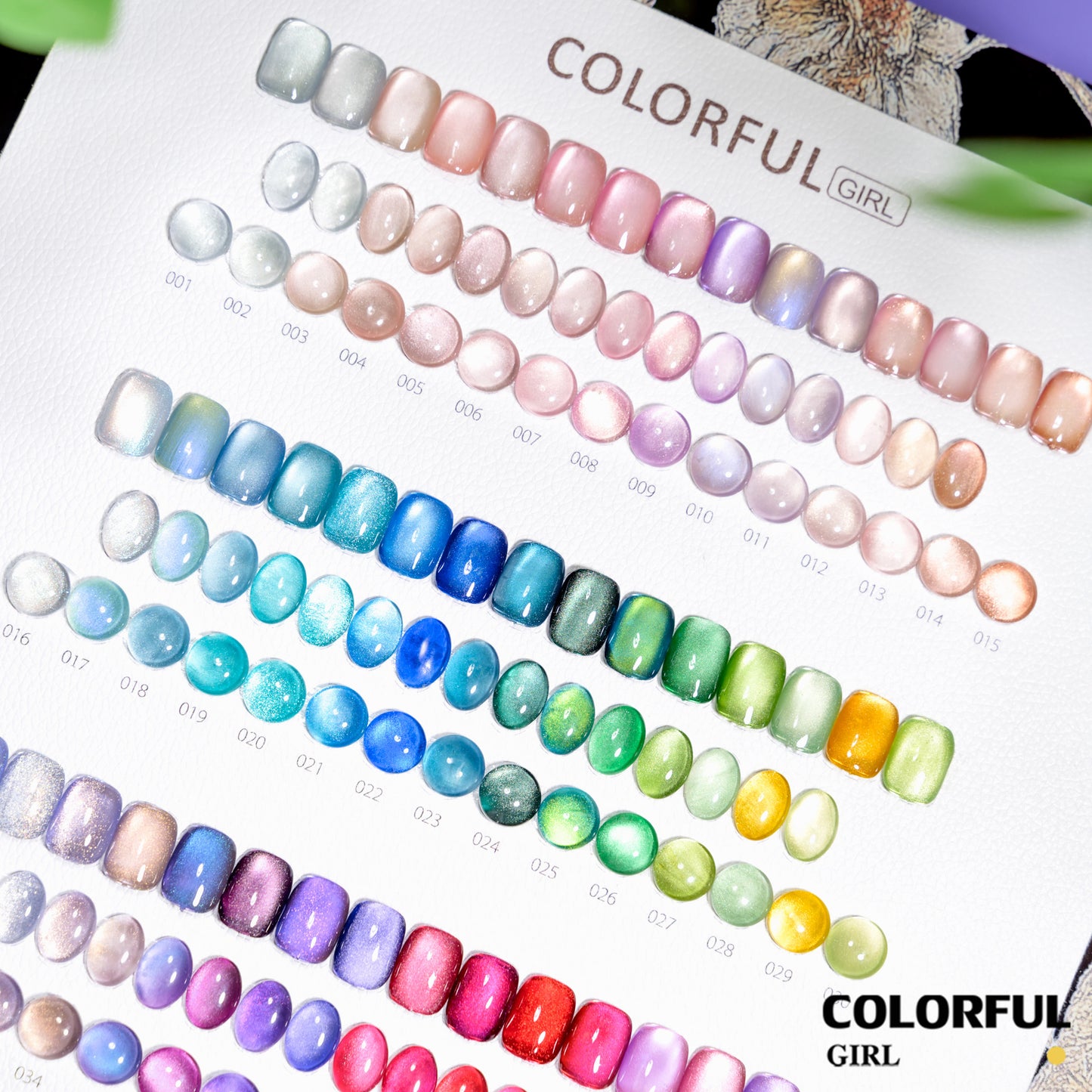COLORFUL GIRL 60 สี ✨ สีเจลแคทอายเนื้อซาติน + สีเจลแคทอายลูกแก้ว  สีสวยแน่นชัด ติดทนนาน ฟรีชาร์ทสี