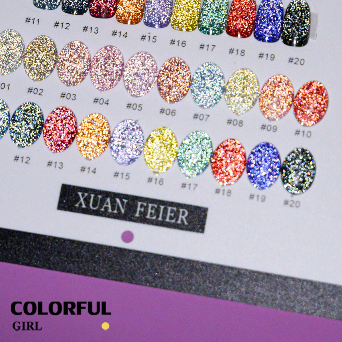 XUANFEIER 20 สี ·สีเจลแฟลช  ประกายทรายดาว · คอลเลกชันสีเจลกลิตเตอร์ความหนาแน่นสูง  (ทามาให้แล้ว พร้อมใช้งาน) Flash Gel