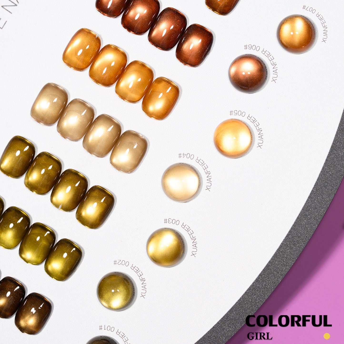 XUANFEIER 8สี สีเจลแคทอายเนื้อซาติน Cat Eye Amber Glow โทนอำพัน｜ฟรีชาร์ทสี