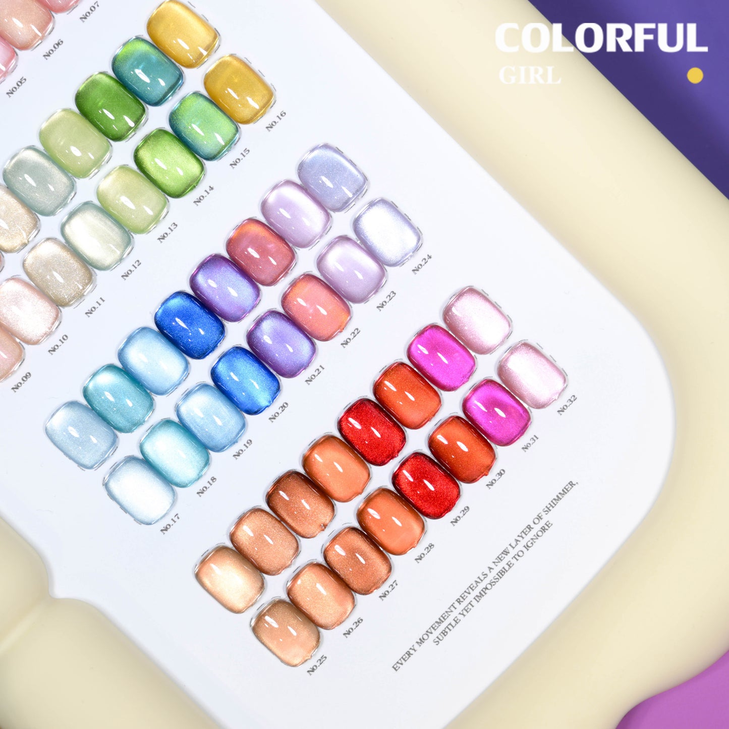 COLORFUL GIRL สีเจลแคทอายเนื้อซาติน + สีเจลแคทอาย 32 สี ✨ ฟีลน้ำใสแบบลูกแก้ว｜เล่นแสงเหมือนดาว｜โทนสีหรูดูแพง (ทามาให้แล้ว พร้อมใช้งาน) 💅