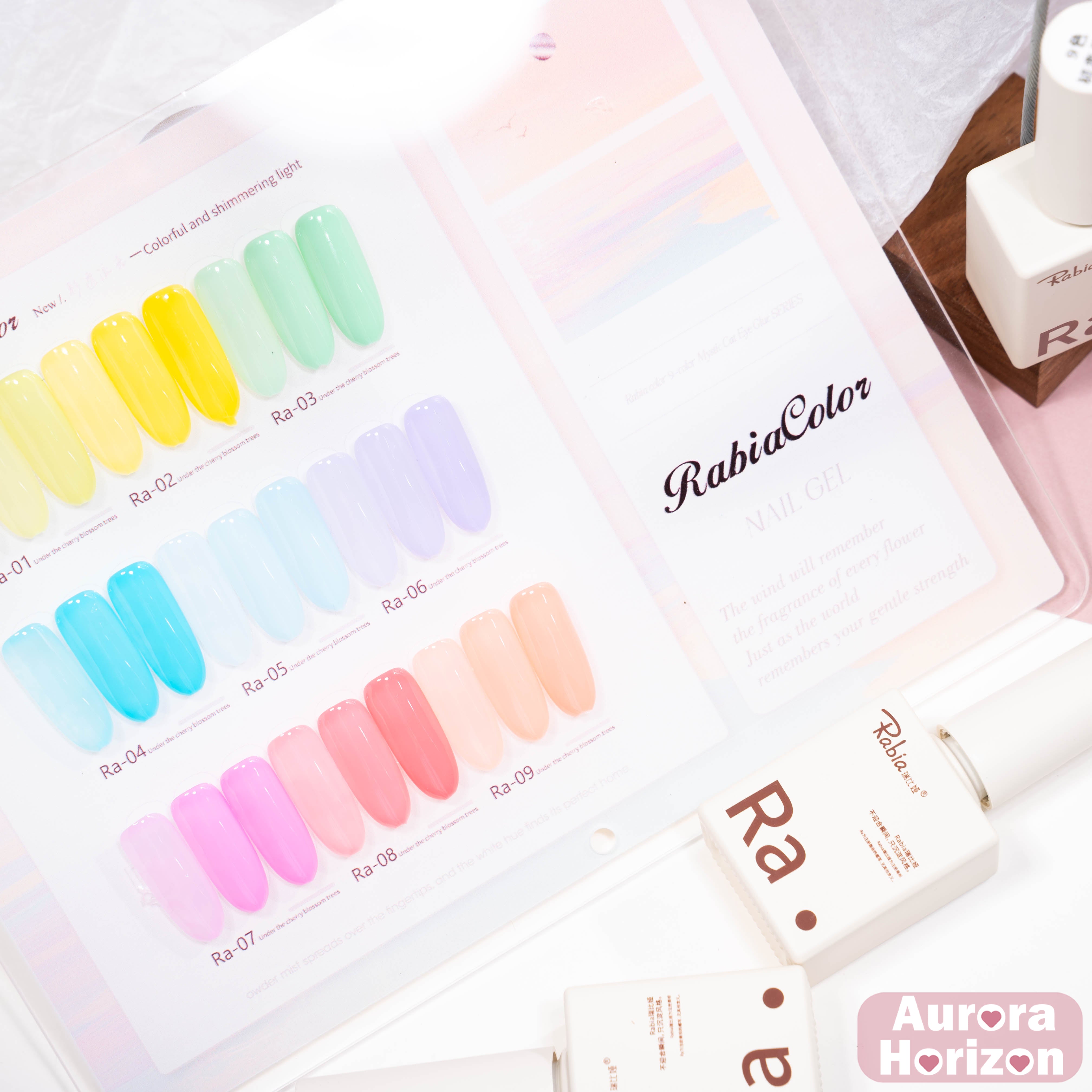 สินค้าขายดี | 【พร้อมส่ง】Rabia สีเจลไซรัป Baby Soft / สีเจลไซรัปโทนผิวธรรมชาติ โทนนู้ดเบบี้นมใส เนื้อเจลนมละมุน กึ่งโปร่งแสง สีสวยชัด 9 สี พร้อมทาใช้งานทันที ชาร์ตสีเจลสำหรับร้านทำเล็บ