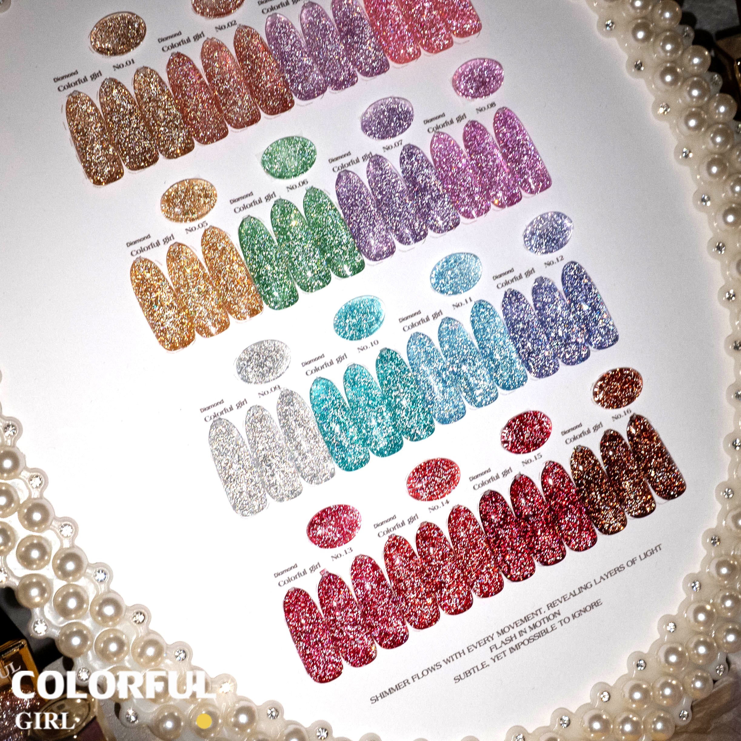 COLORFUL GIRL สีเจลแฟลช Diamond Flash Gel A-16 สี ✨ ฟีลดาวประกายเพชร｜วิ้งวาวแบบเพชรสุดหรู｜blingbling สูงสุด 💎 (ตกแต่งเพชรบนตัวขวด｜พร้อมใช้งาน ทามาให้แล้ว)