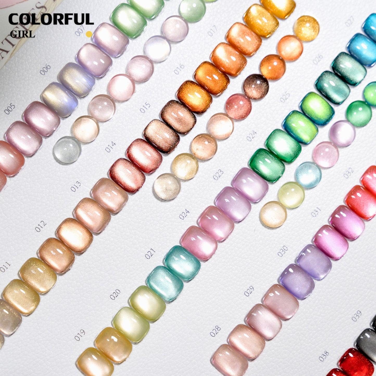 COLORFUL GIRL 45 สี  สีเจลแคทอายเนื้อซาติน + สีเจลแคทอายลูกแก้ว แถมฟรีชาร์ทสี