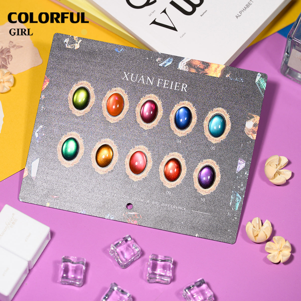 XUANFEIER เจลแคทอาย 10 สี แผ่นสีเจลตาแมวลุคอัญมณี ประกายแสงเปลี่ยนตามมุมมอง · มิติชัดเจน · เงางามดุจอัญมณี · ทุกมุมคือประกายใหม่ (ทามาให้แล้ว พร้อมใช้งาน)