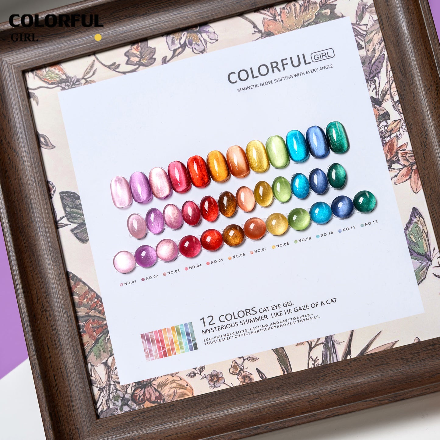 Colorful Girl 12 สี เจลแคทอายออโรร่า (Cat Eye Aurora Gel) สีเจลแคทอายเนื้อซาติน  ฟรีชาร์ทสี