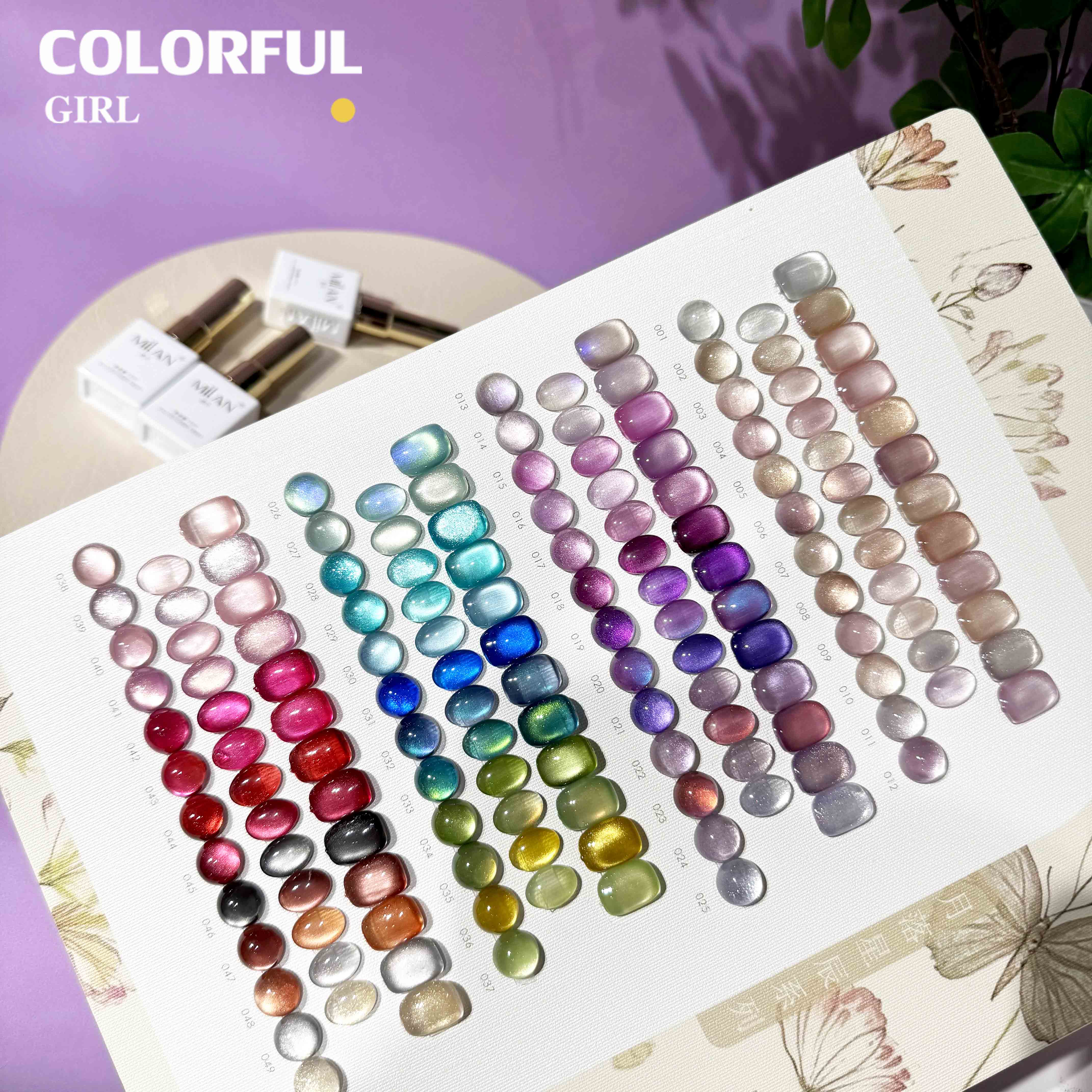 สีเจลแคทอายเนื้อซาติน + สีเจลแคทอายลูกแก้ว เซ็ต 50 สี  แถมฟรีชาร์ทสี