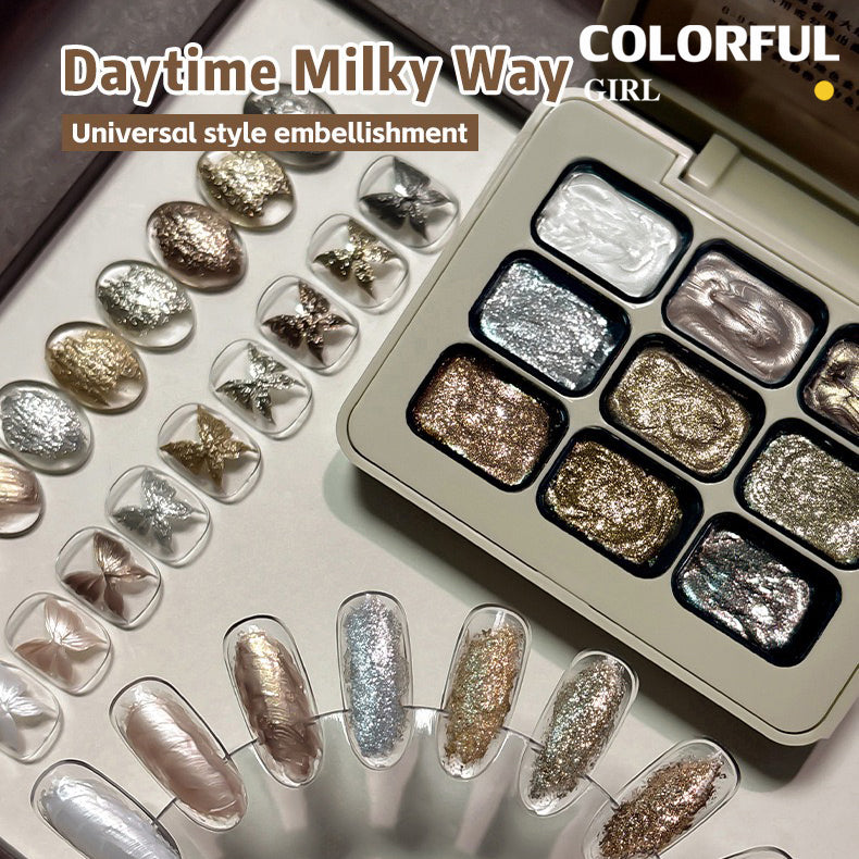 ✨พร้อมส่ง✨ Nail Art Fairy Powder Cream มินิซีรีส์ Nine-square โพลาไรซ์แบบทึบ กลิตเตอร์ละเอียด กาวบำบัดสามมิติสำหรับร้านทำเล็บ