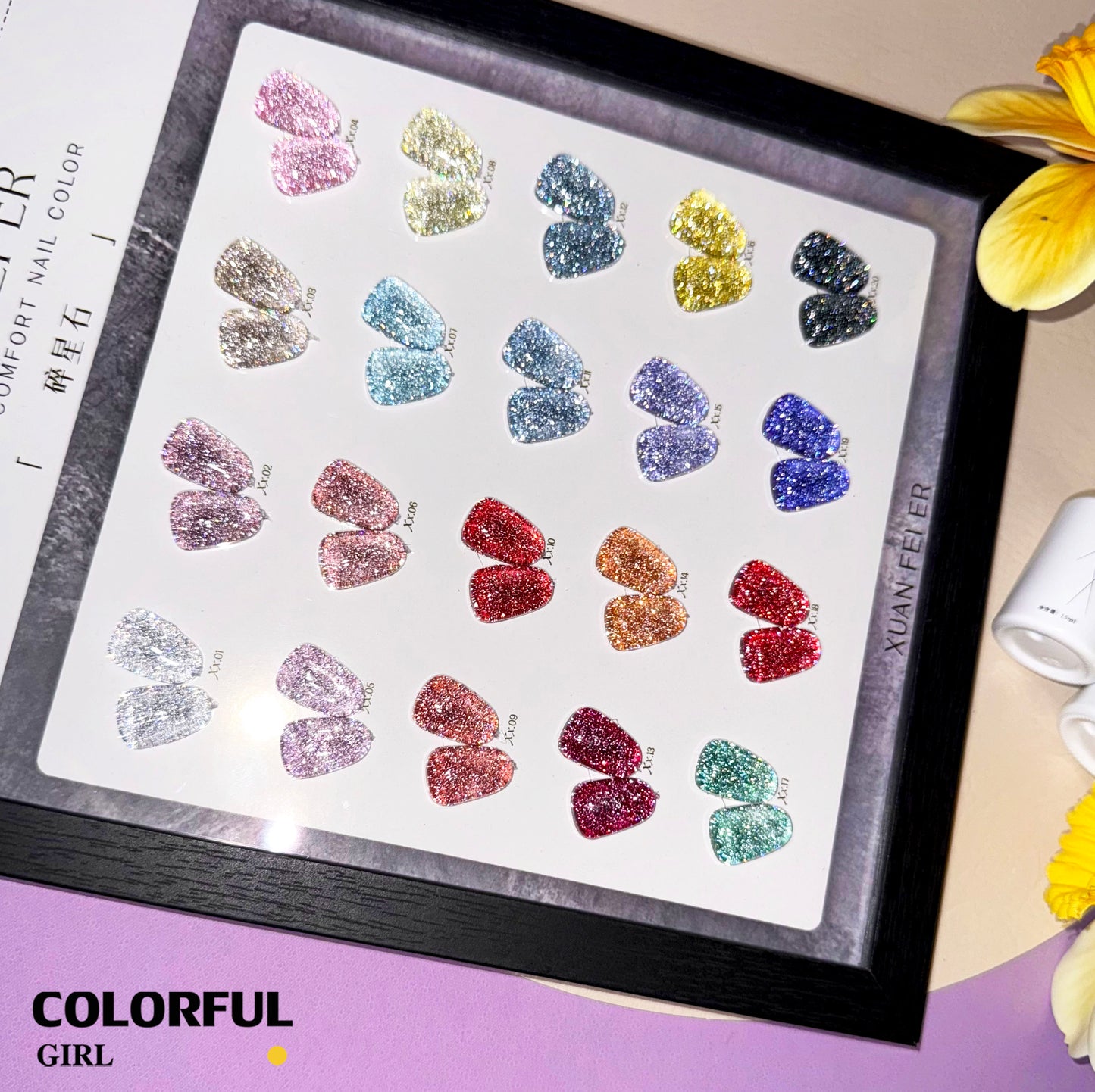 【พร้อมส่ง】XUANFEIER  สีเจลแฟลช 20สี (XUANFEIER)สีเจลทาเล็บ สี แถม ชาร์ทสี ยาทาเล็บเจล  ชุดสี 20สี + ฟรีชาร์ทสี