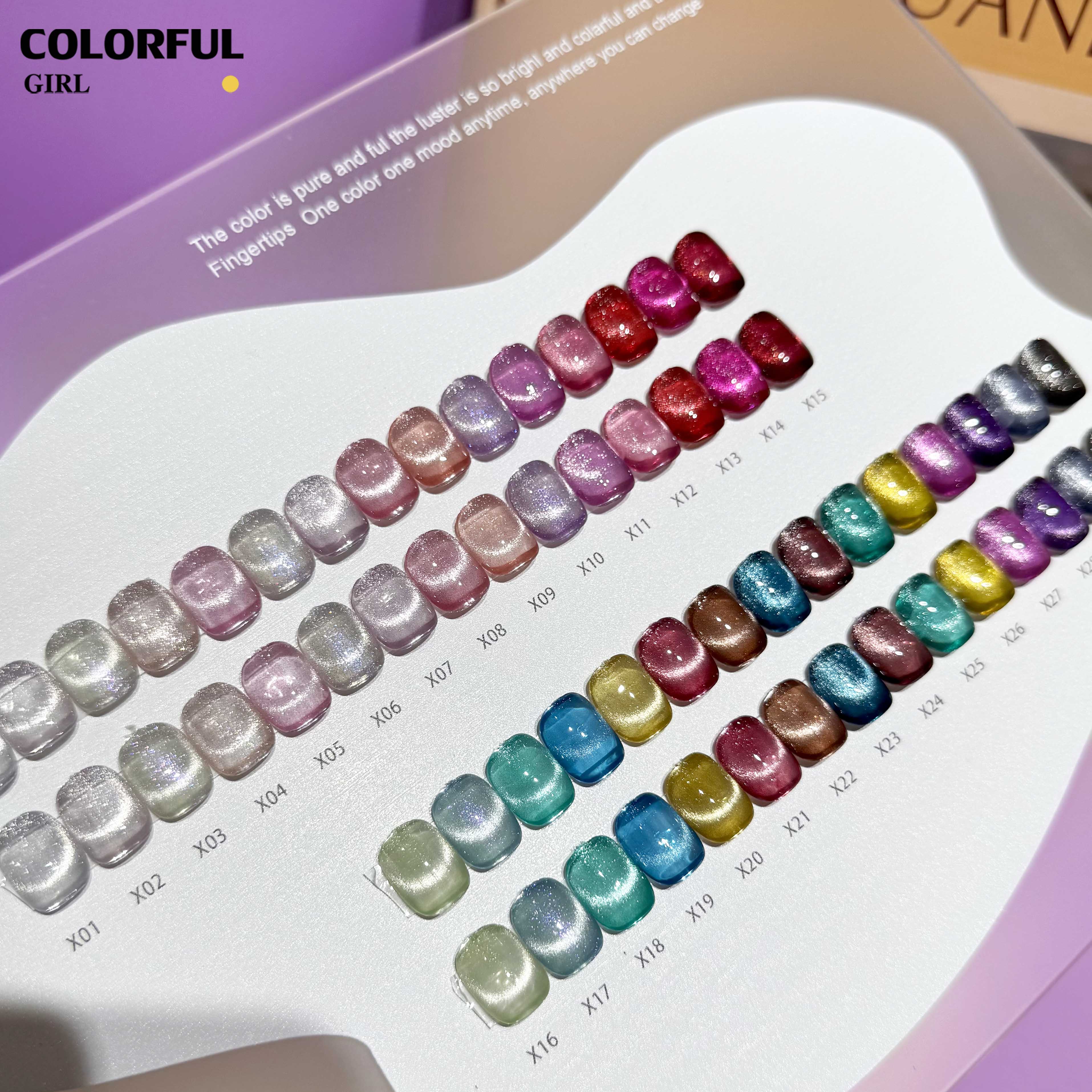 Xuanfeier 30 สี สีลูกแก้ว เอฟเฟกต์มันเงามาก ฟรีชาร์ทสี