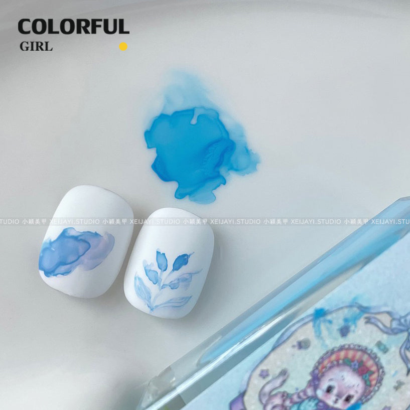 [เซ็ต 6 สี] ไม่แถมชาร์ท   สีทาเล็บ วาดภาพ Diy ทำลายอาร์ต สีทาเล็บ แบบสีน้ำขนแปรงปลายแหลม ใช้เพ้นท์ได้ง่ายและสะดวก สีสวยสดโทนพาสเทล