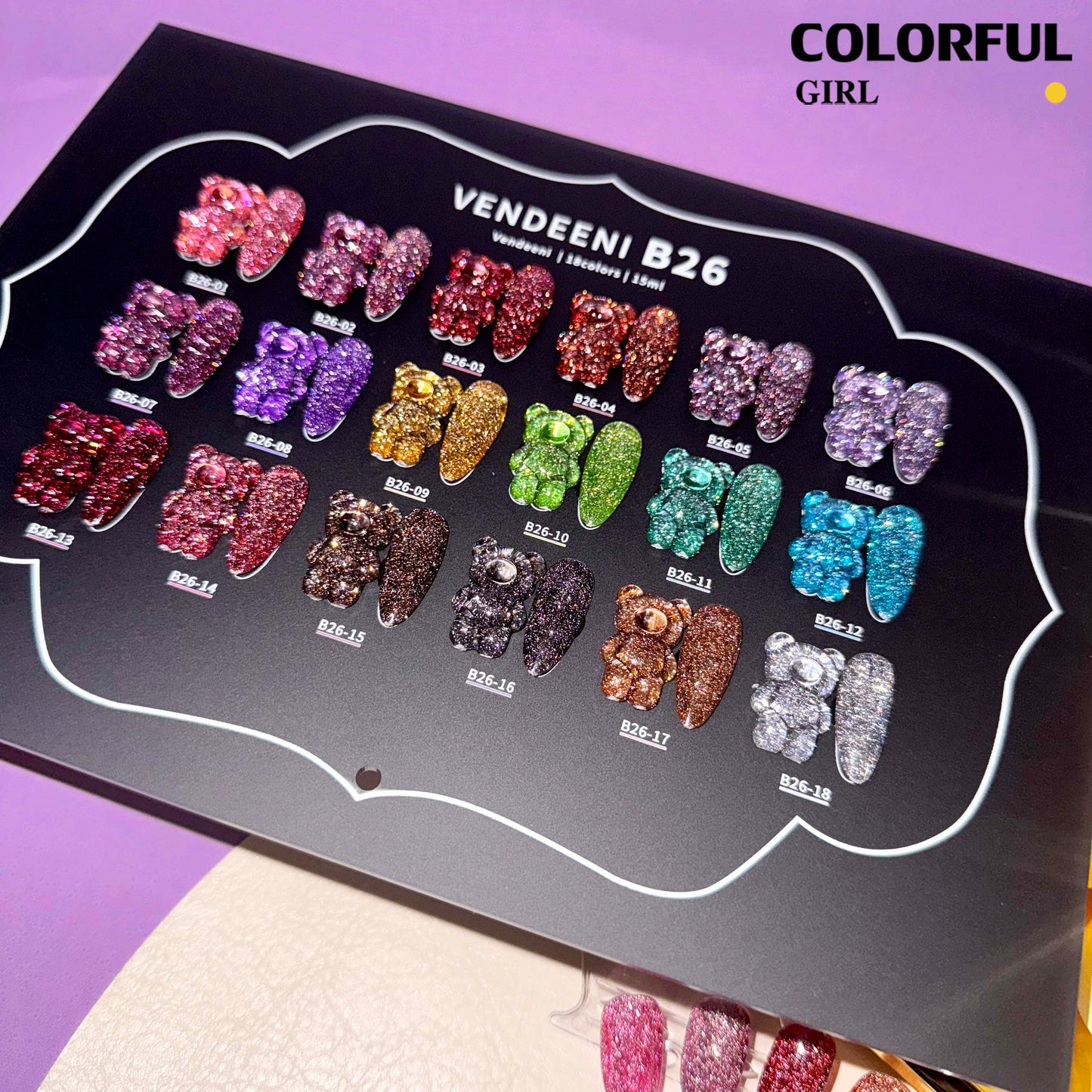 【พร้อมส่ง】VENDEENI  สีเจลแฟลช 18สี (VENDEENI B26)สีเจลทาเล็บ สี แถม ชาร์ทสี ยาทาเล็บเจล  ชุดสี 18สี + ฟรีชาร์ทสี   พร้อมชาร์ทสีค่ะสีแน่นสวยมากเลยนะคะ เอฟเฟกต์มันเงามาก