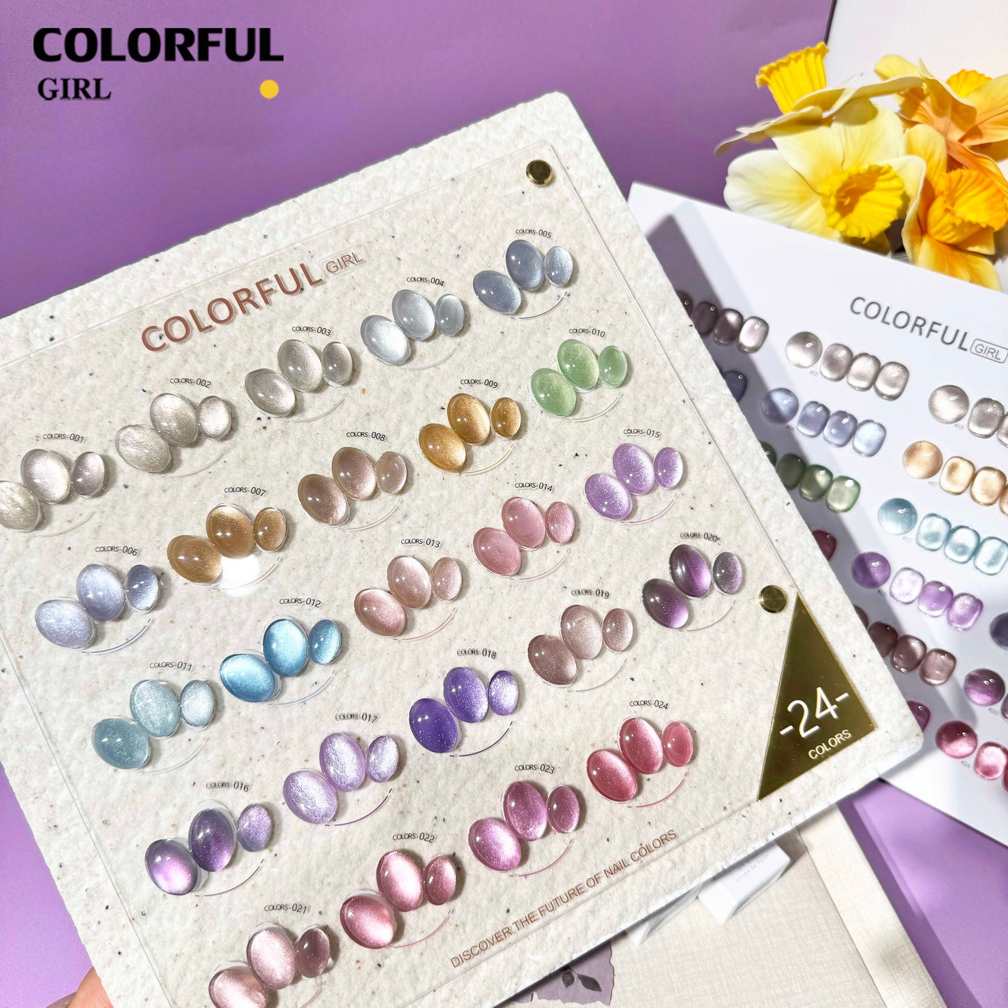 【พร้อมส่ง】Colorful Girl 24สี เจลแคทอายผิวซาตินมุก เนื้อเจลแคทอาย ซาติน 24สี สีลูกแก้ว พร้อมแถมชาร์ทสี (ทาให้แล้ว) สีสวย เงางาม เม็ดสีแน่นชัด