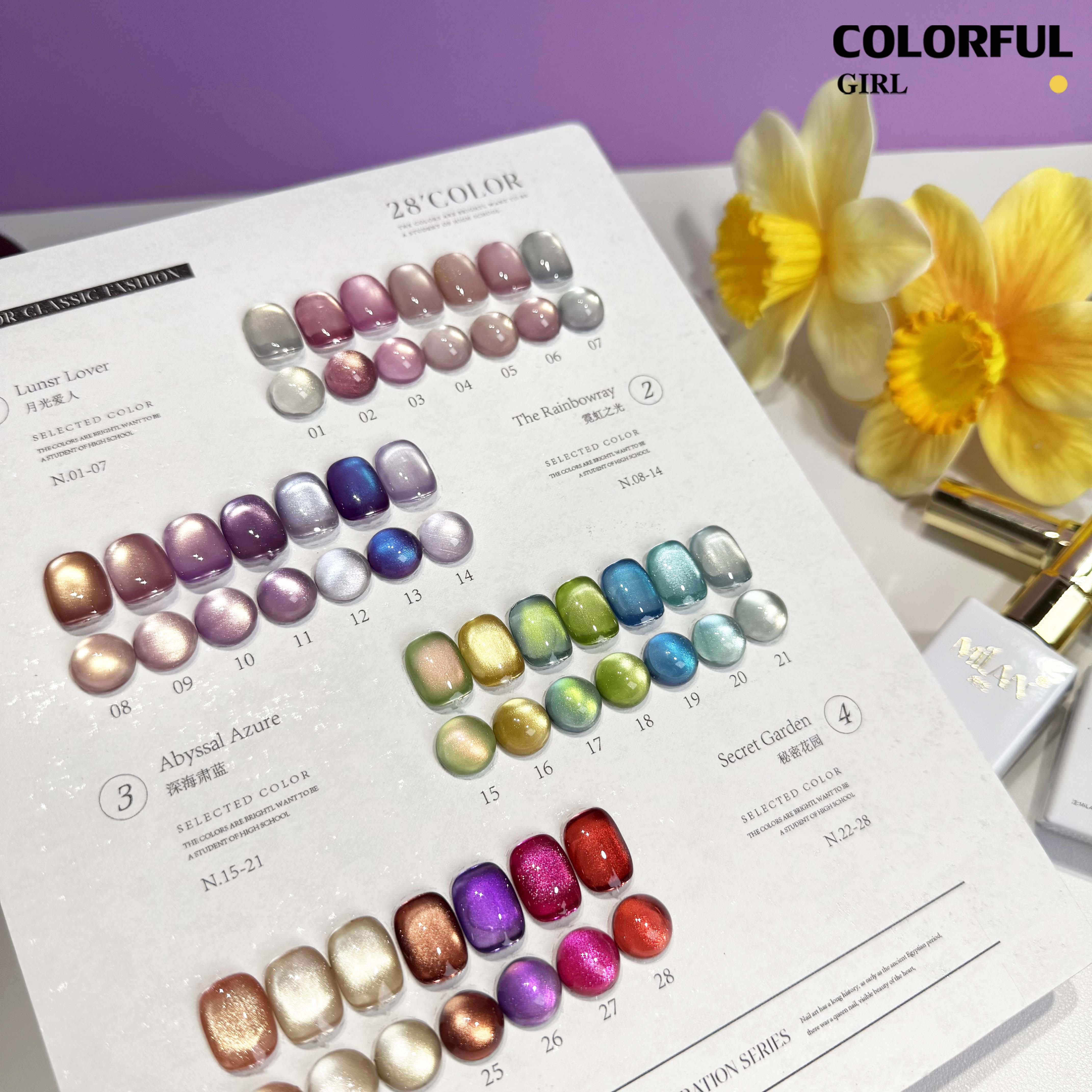 MILAN 28สี สีเจลแคทอายเนื้อซาติน สีเจลแคทอาย  ฟรีชาร์ทสี