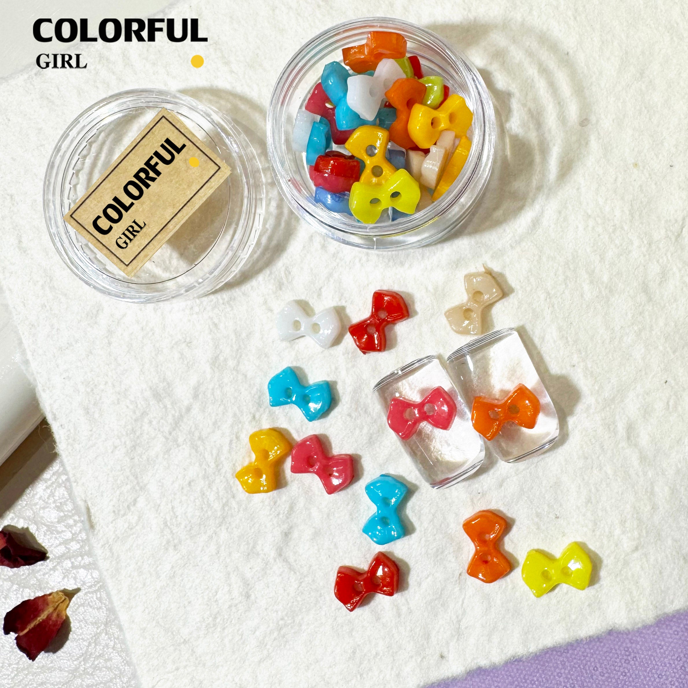 FUN BEADS สไตล์เกาหลี อะไหล่แต่งเล็บ หลากสี แบบกระปุก