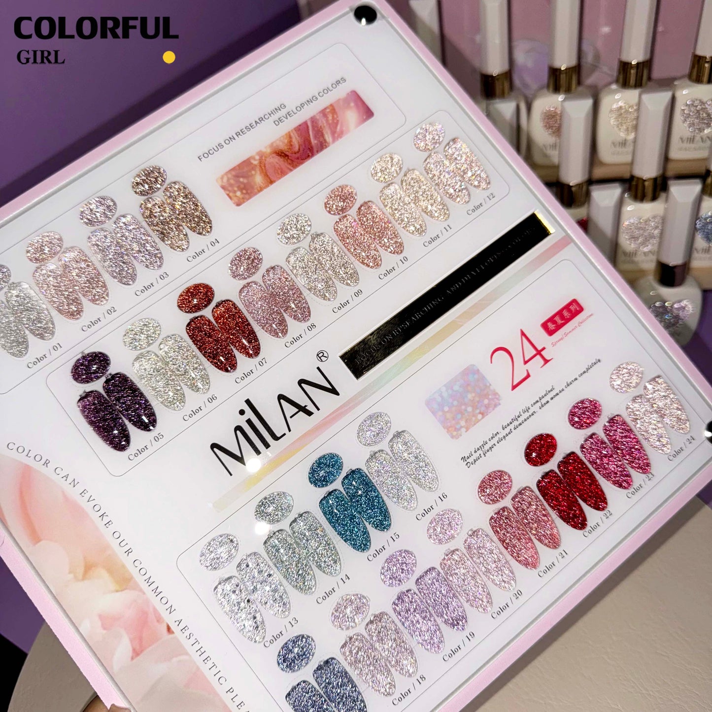 【พร้อมส่ง】MILAN C19สีเจลแฟลช 24สี (milan)สีเจลทาเล็บ สี แถม ชาร์ทสี ยาทาเล็บเจล ชุดสี 24สี + ฟรีชาร์ทสี