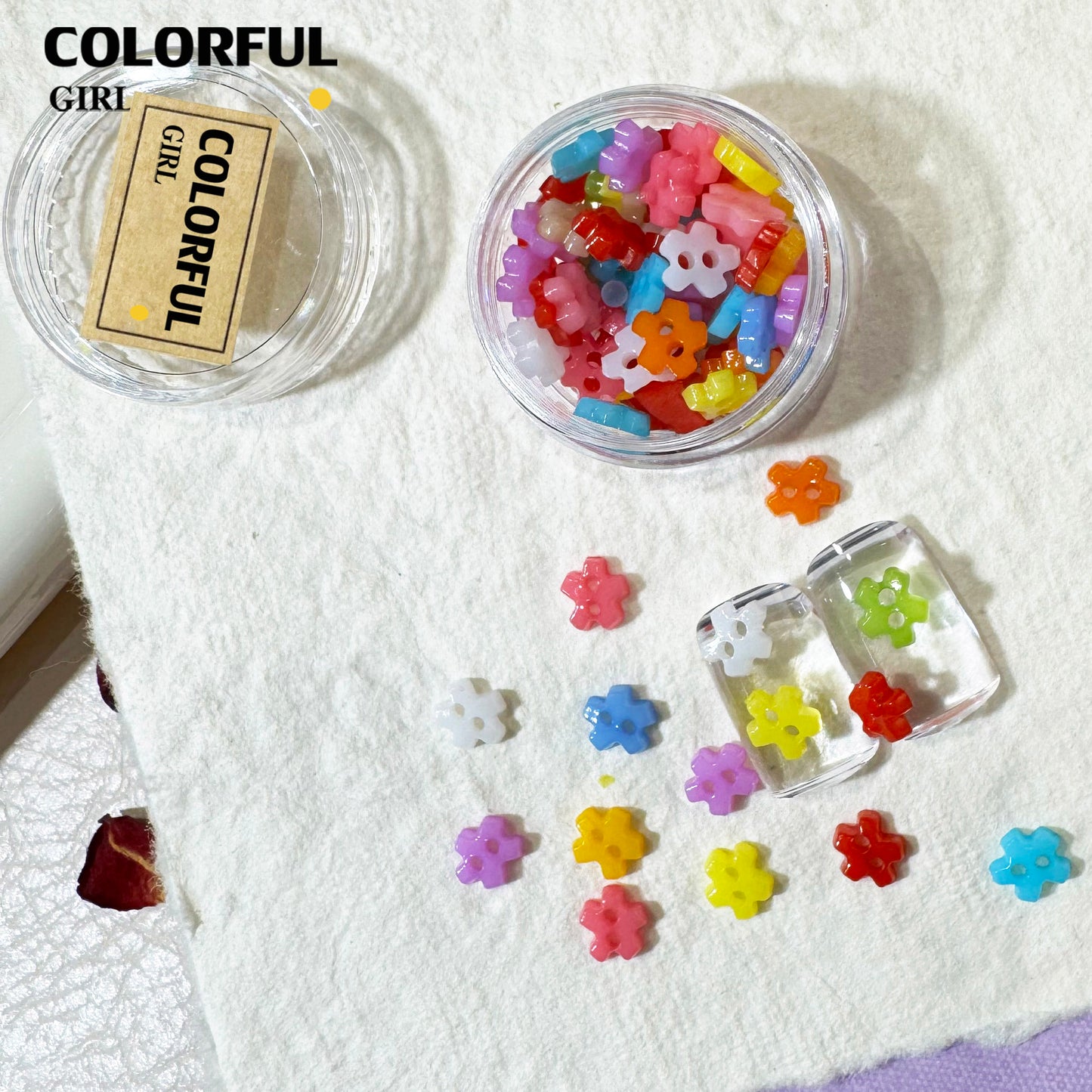 FUN BEADS สไตล์เกาหลี อิน ด้ายสีเค้กริบบิ้นริบบิ้นอุปกรณ์แต่งเล็บน่ารักผสมสีรูปพิเศษน้ําตาลเข็มสีถั่วเครื่องปั้นดินเผานุ่มเครื ลูกปัดตกแต่งเล็บ funbeads พร้อมส่งในไทย