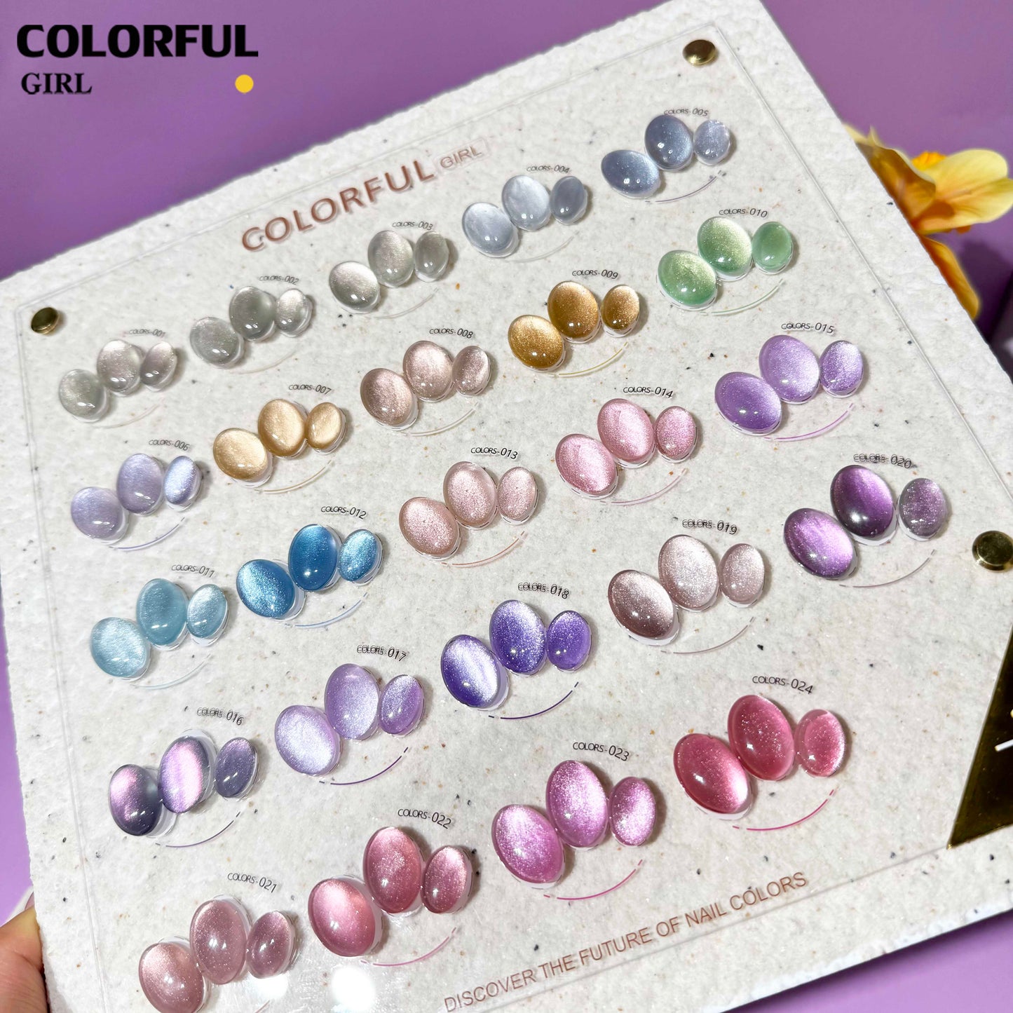 【พร้อมส่ง】Colorful Girl 24สี เจลแคทอายผิวซาตินมุก เนื้อเจลแคทอาย ซาติน 24สี สีลูกแก้ว พร้อมแถมชาร์ทสี (ทาให้แล้ว) สีสวย เงางาม เม็ดสีแน่นชัด