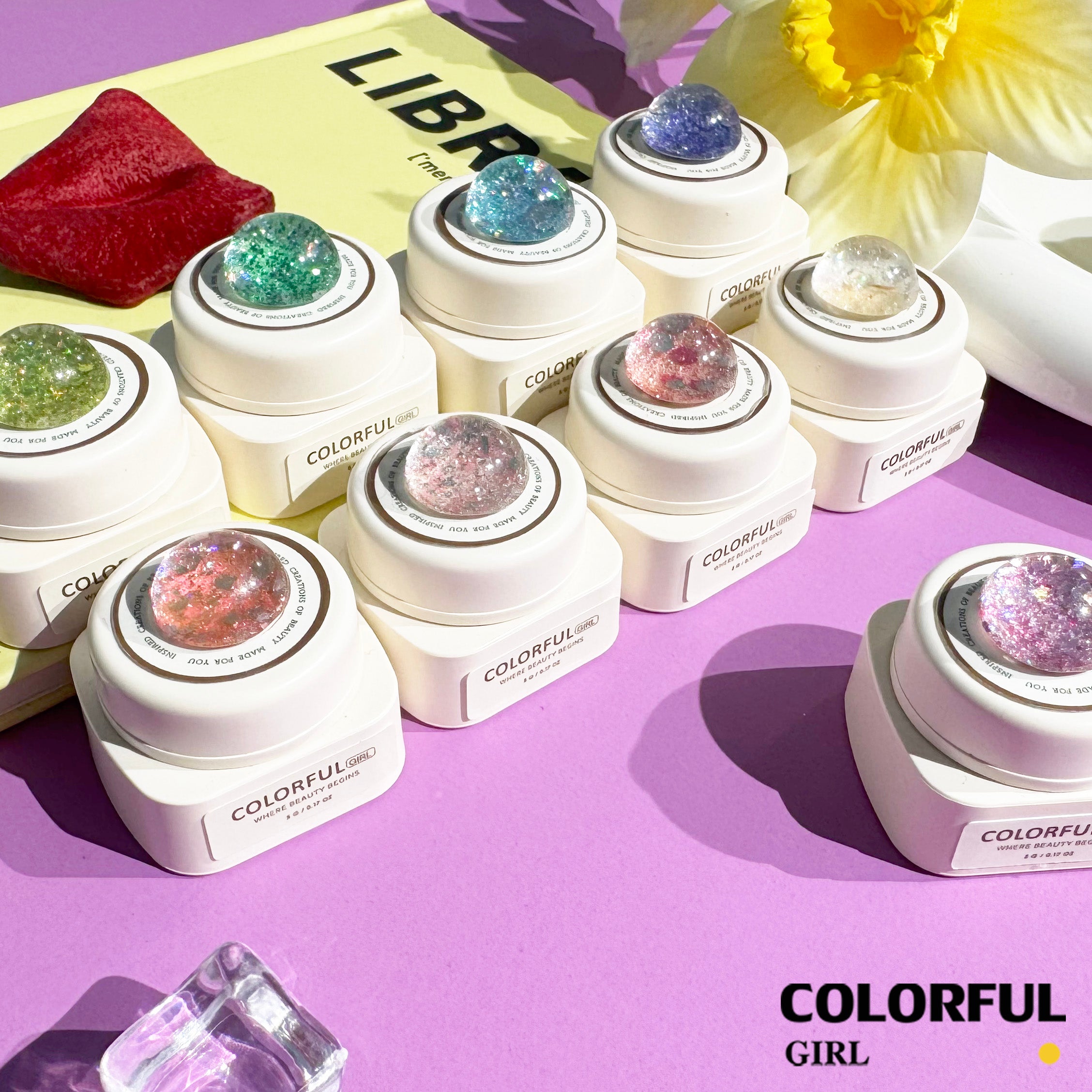 【พร้อมส่ง】COLORFUL GIRL สีเจล 10 สี ✨ กลิตเตอร์แบบกระปุกเนื้อเข้มข้น |ฟรีชาร์ทสี (แถมชาร์ทสี ทามาให้แล้ว พร้อมใช้งาน