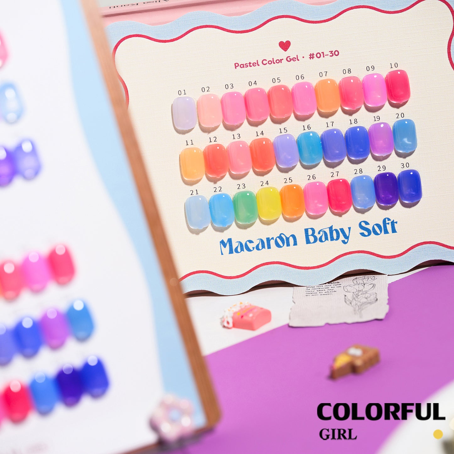 🔥 สินค้าขายดี | 【พร้อมส่ง】COLORFUL GIRL สีเจลไซรัป Baby Soft โทนเบบี้นมใส เนื้อนมละมุน กึ่งโปร่งแสง สีชัดสวย 30 สี (ทามาให้แล้ว พร้อมใช้งาน) ชาร์ตสีเจลสำหรับร้านทำเล็บ