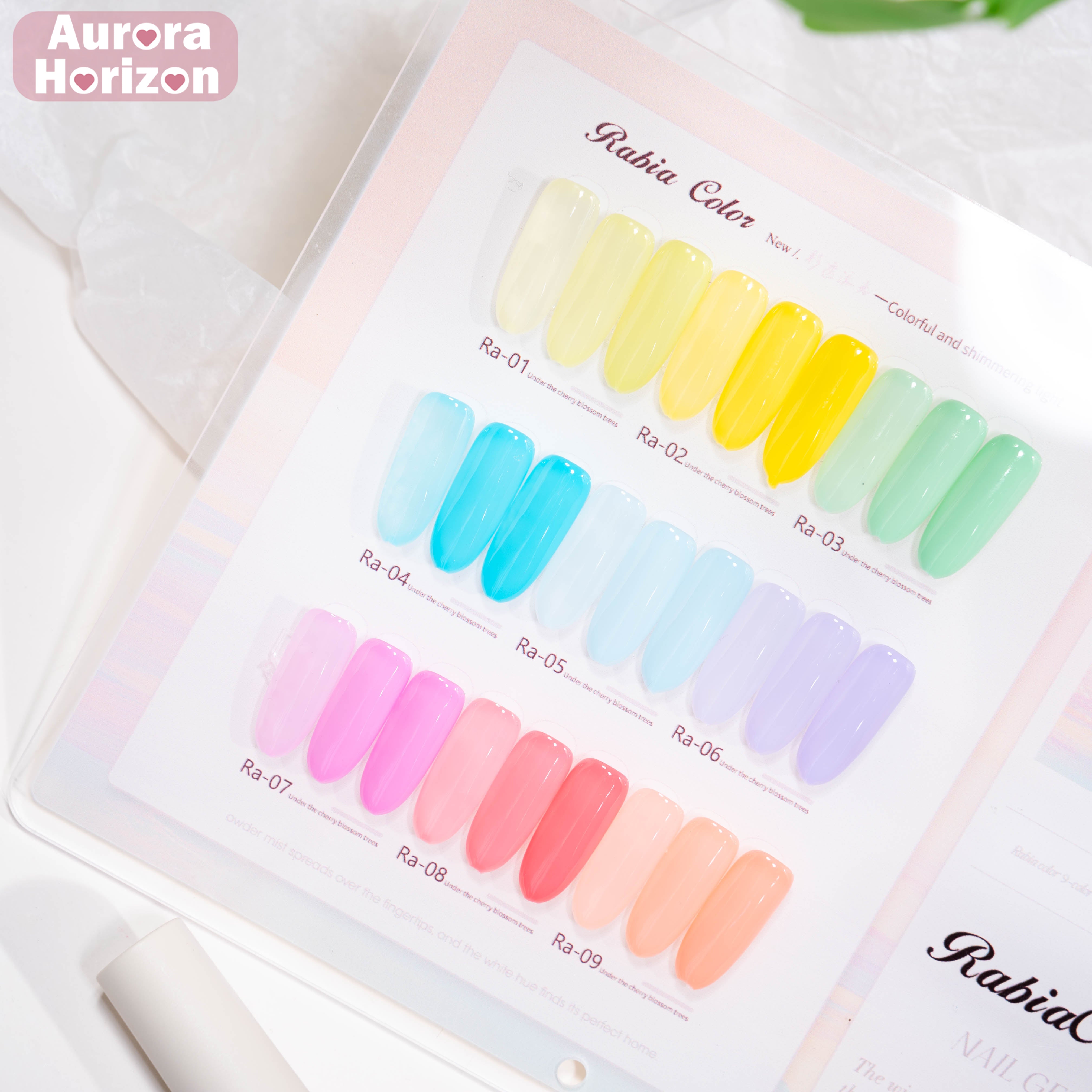 สินค้าขายดี | 【พร้อมส่ง】Rabia สีเจลไซรัป Baby Soft / สีเจลไซรัปโทนผิวธรรมชาติ โทนนู้ดเบบี้นมใส เนื้อเจลนมละมุน กึ่งโปร่งแสง สีสวยชัด 9 สี พร้อมทาใช้งานทันที ชาร์ตสีเจลสำหรับร้านทำเล็บ