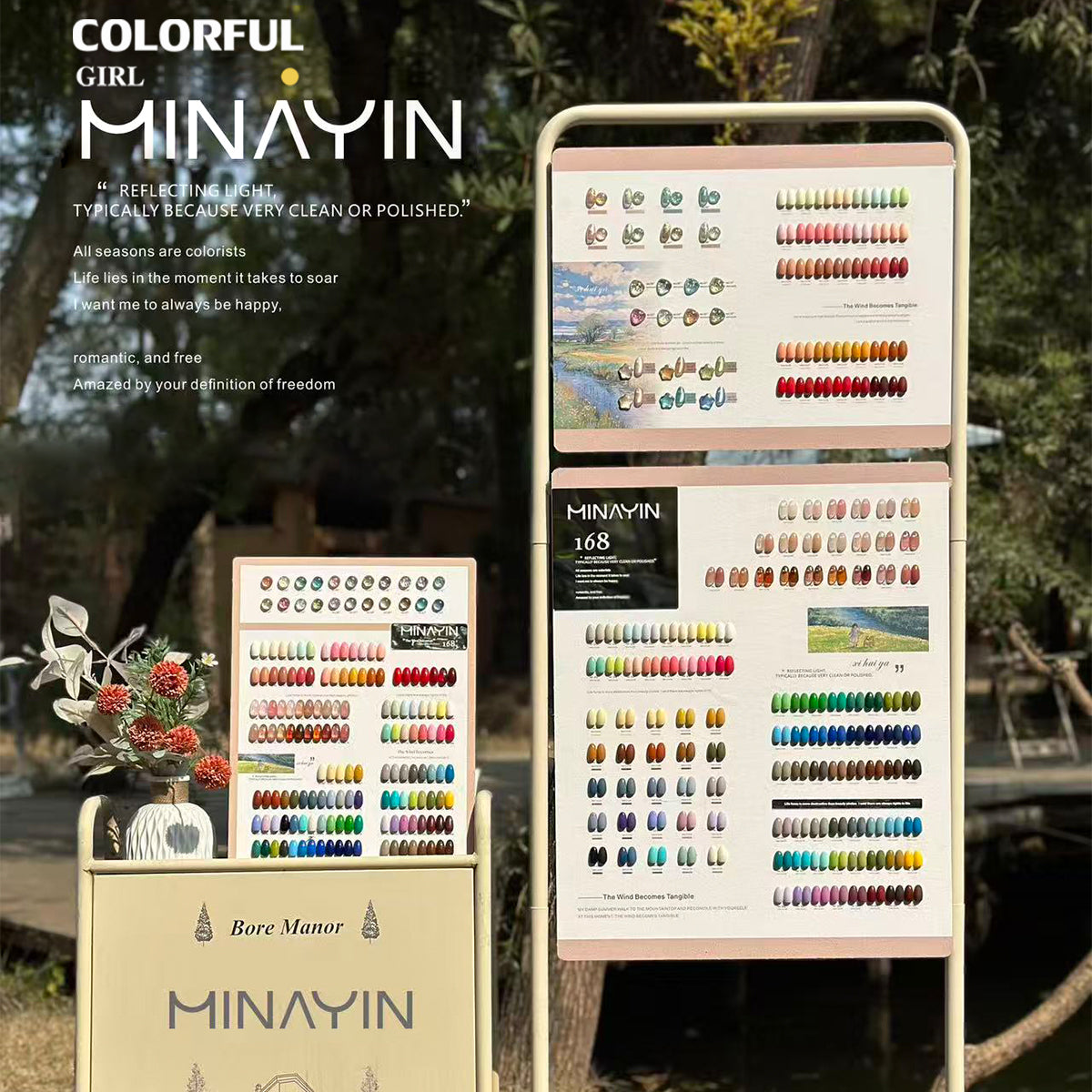 MINGYIN ชุดเปิดร้านสีเจลทำเล็บ 168 สี พร้อมขาตั้ง การ์ดสีใหญ่-เล็ก แถมเบสและท็อปเงา 💅✨