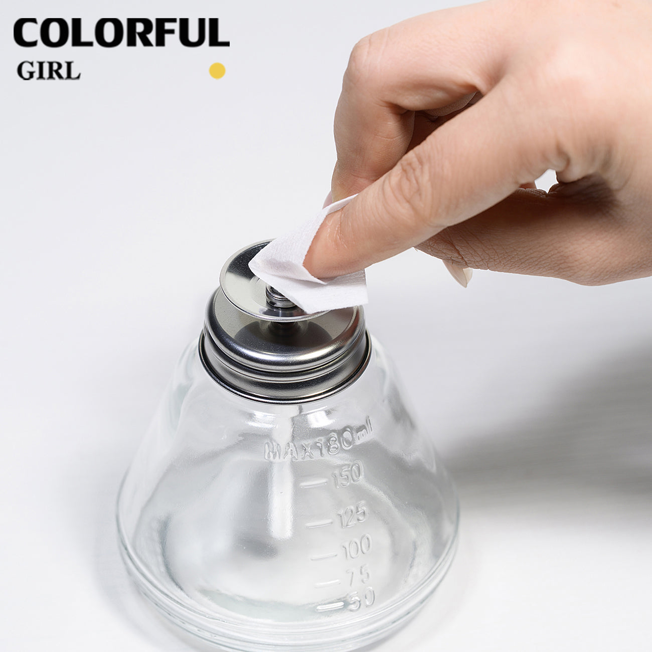 ขวดปั๊มแก้ว 180ml หัวกดสแตนเลส สำหรับน้ำยาล้างเล็บ แอลกอฮอล์ น้ำยาล้างพู่กัน ขวดแบ่งใส่ของเหลว