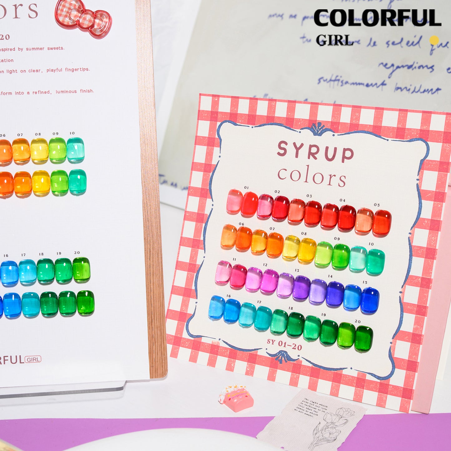 【พร้อมส่ง】COLORFUL GIRL สีเจลไซรัป 20 สี เนื้อสีใสชัด โปร่งแสง เม็ดสีแน่น สีสดชัด โทนสีลูกกวาด โทนสะอาด น่ารัก สบายตา เหมาะสำหรับร้านทำเล็บ (ทามาให้แล้ว พร้อมใช้งาน)