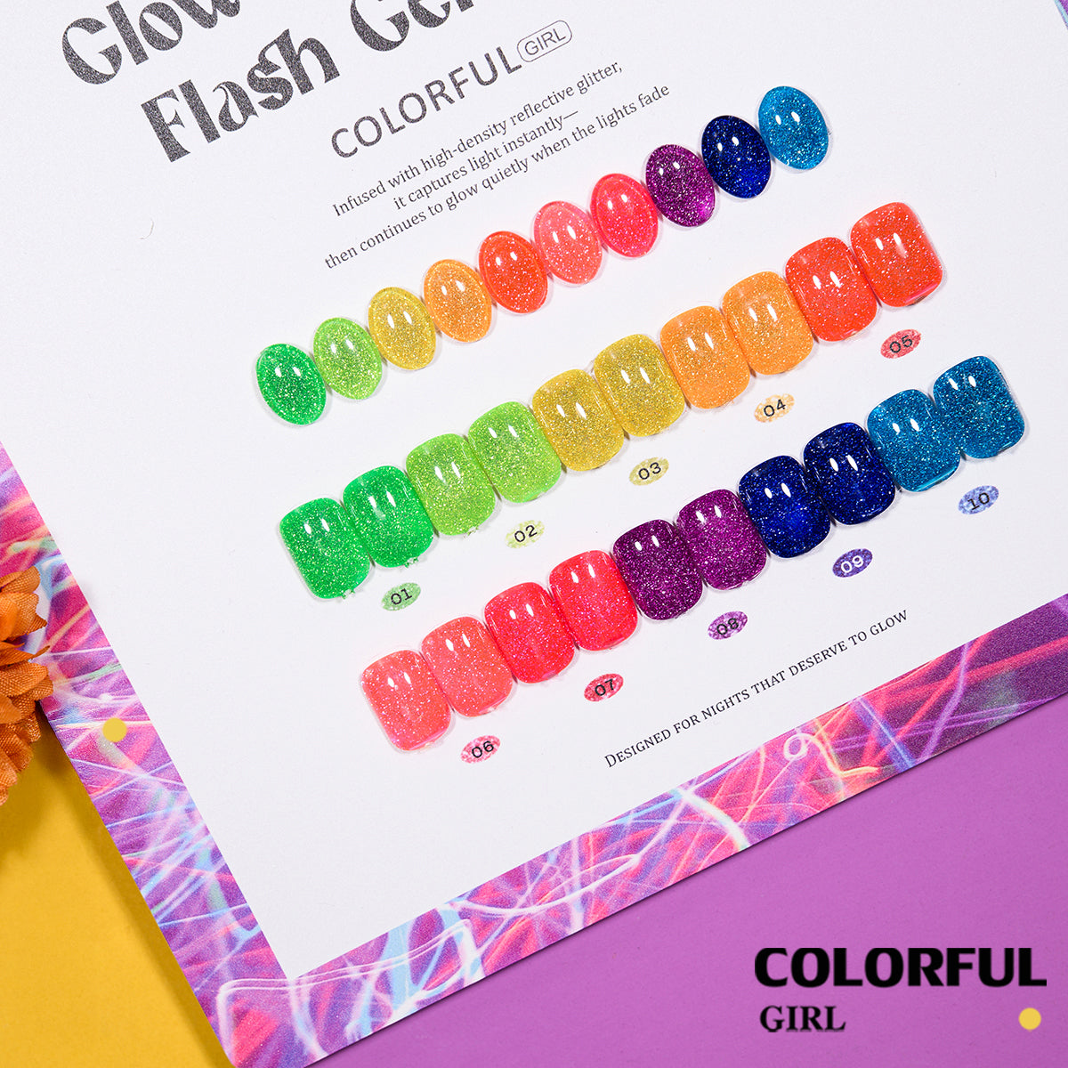 COLORFUL GIRL Top Coat เรืองแสง｜1 ขวดใช้ได้กับทุกสี｜ ขนาด 12 มล. / ลูกแก้ว / แฟลช
