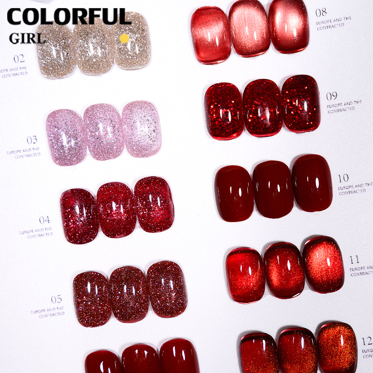 MILAN 12สี รวมแผ่นสีเจลโทนแดงยอดนิยม หลายเฉดสีแดง｜ไวน์แดง / แดงคลาสสิก / แดงนู้ดอมชมพู / แบบกากเพชรละเอียด｜สีเจลแคทอาย /สีเจลแฟลช/สีเจลกลิซเตอร์ ✨ (ทามาให้แล้ว พร้อมใช้งาน)