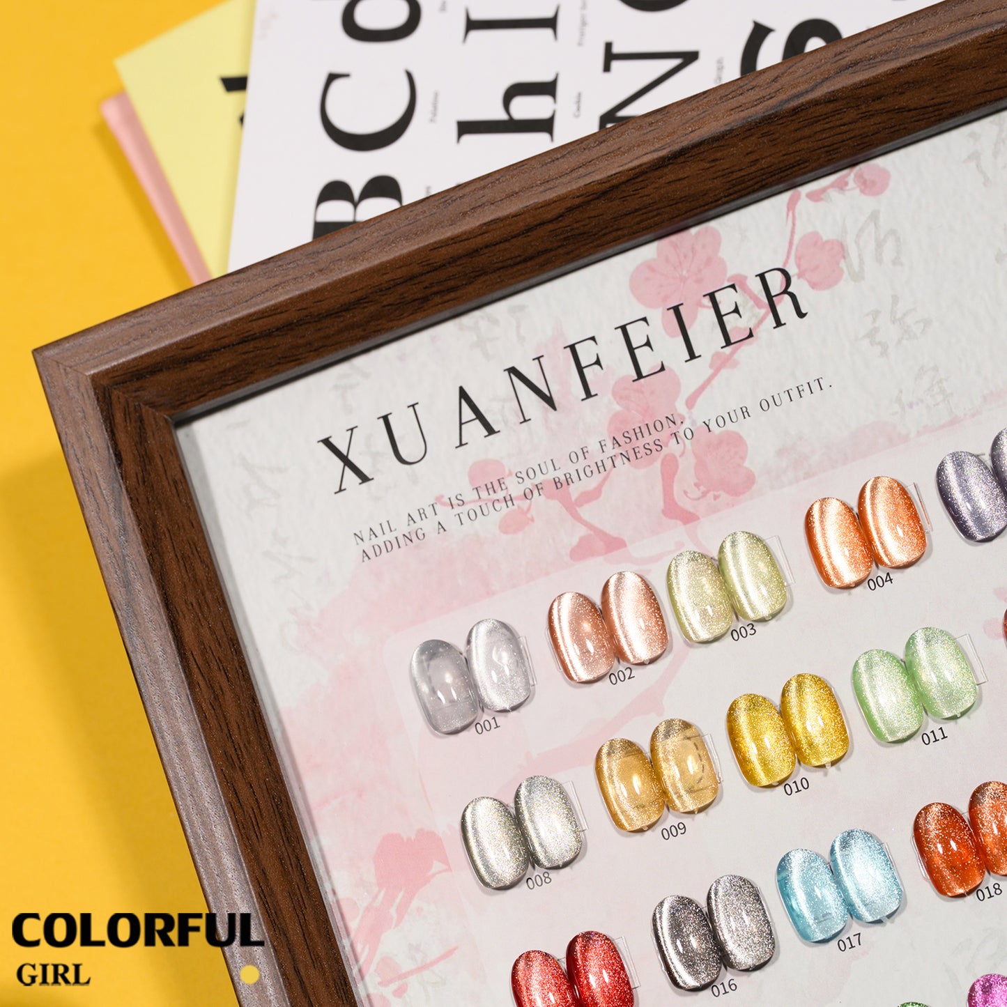 XUANFEIER สีแคทอาย 28 สีสเปกตรัมดาวเพลิง | ฟรีชาร์ทสี