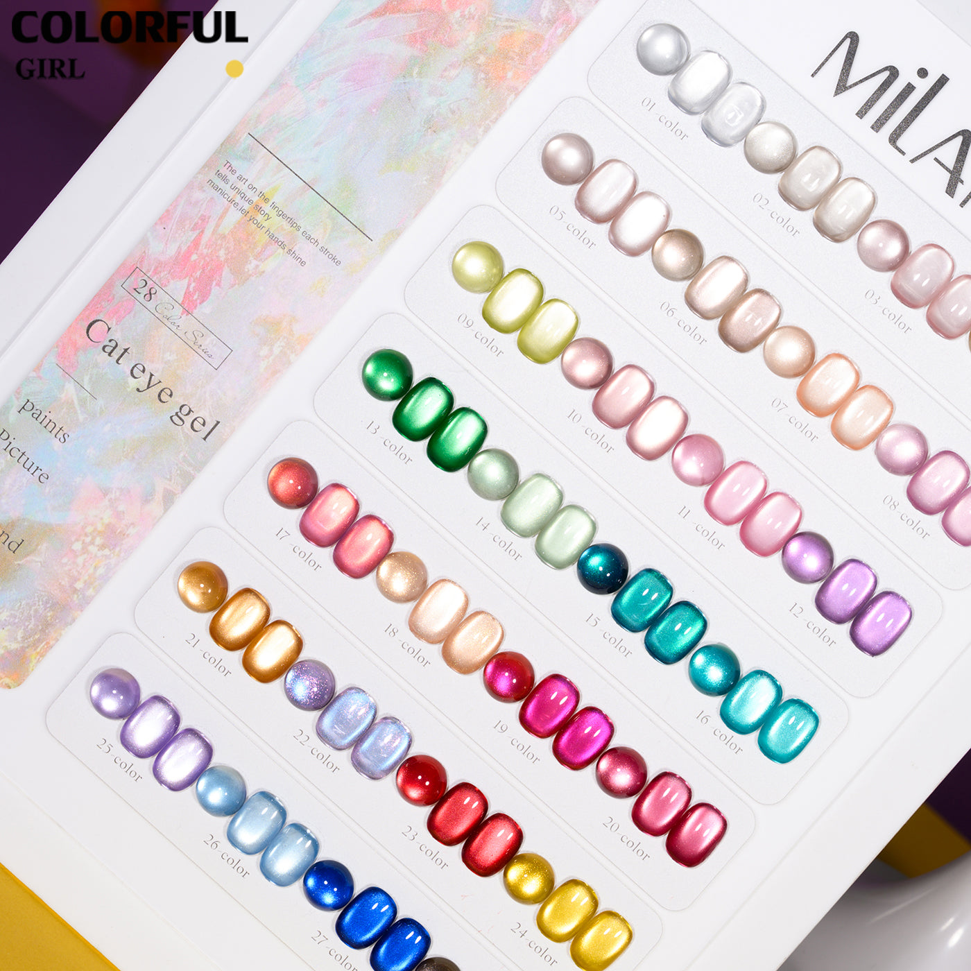 เจลเล็บ MILAN Cat Eye 28 สี | เจลแม่เหล็กตาแมว เนื้อซาติน | สีชัด ติดทนนาน | สร้างเอฟเฟกต์แสงได้ทันที | สำหรับงานเล็บมืออาชีพ (พร้อมใช้งาน)
