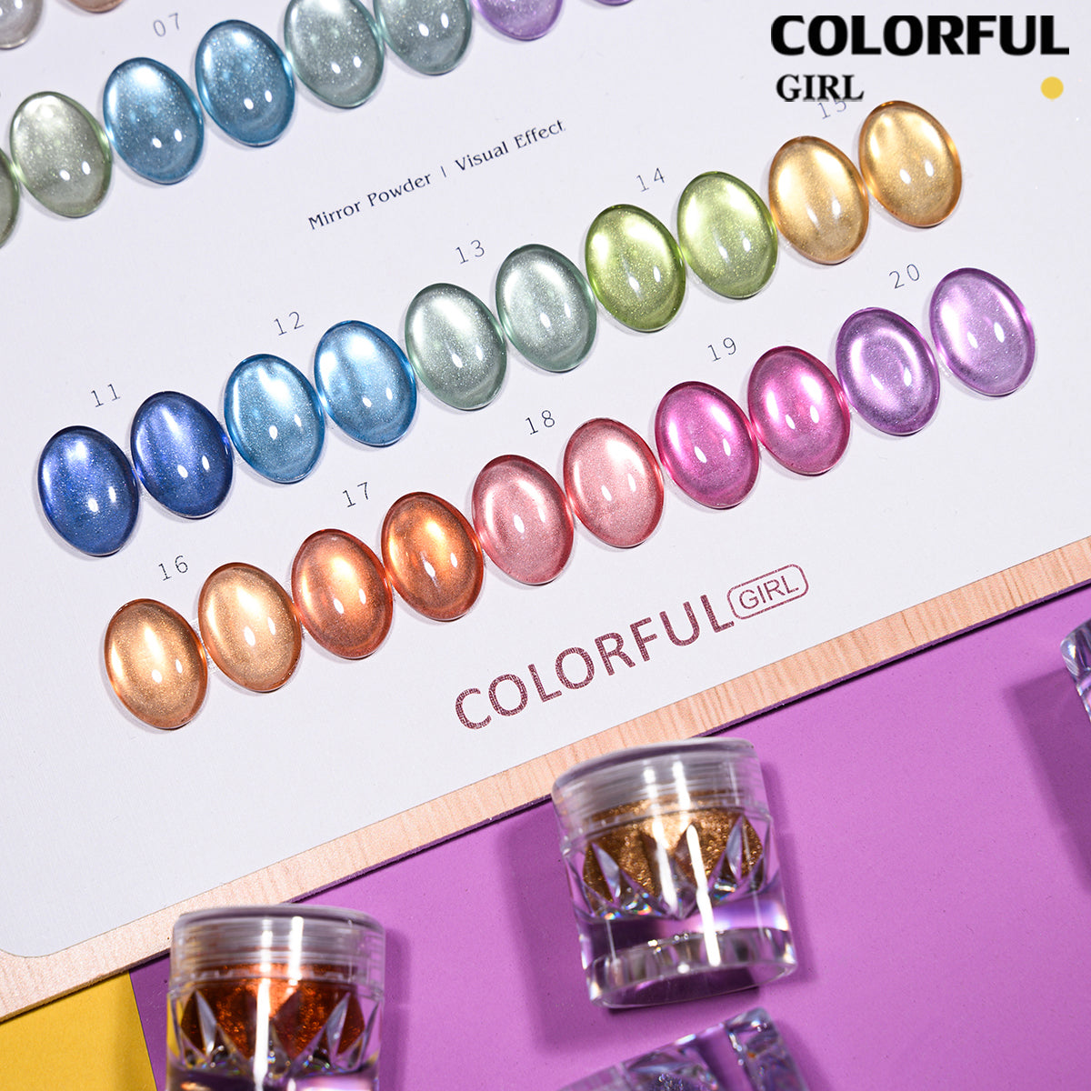COLORFUL GIRL ผงขัดเล็บโทนสีแคนดี้แบบกระจก |  20 สีสดใส |  เลือกซื้อได้ทั้งชุดและแยกสี 💅🏻 แถมแปรงขัด