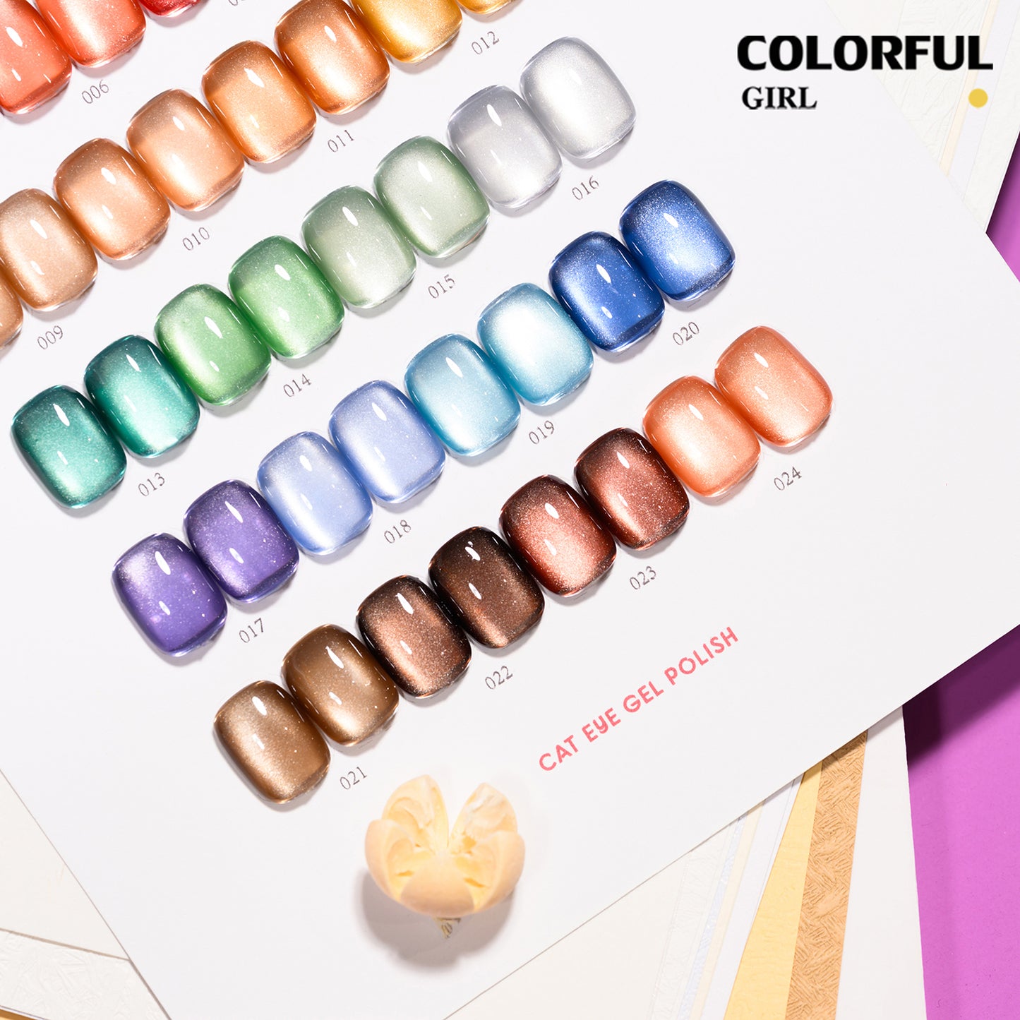 【HOT! พร้อมส่ง】COLORFUL GIRL แคทอายซาติน 24สี🔥 สีเจลลูกแก้ววาวสวย จ่ายครั้งเดียวคุ้ม‼️ แถมชาร์ทสีฟรี   สีเจลแคทอายเนื้อซาติน สีเจลแคทอาย/ สีลูกแก้ว "