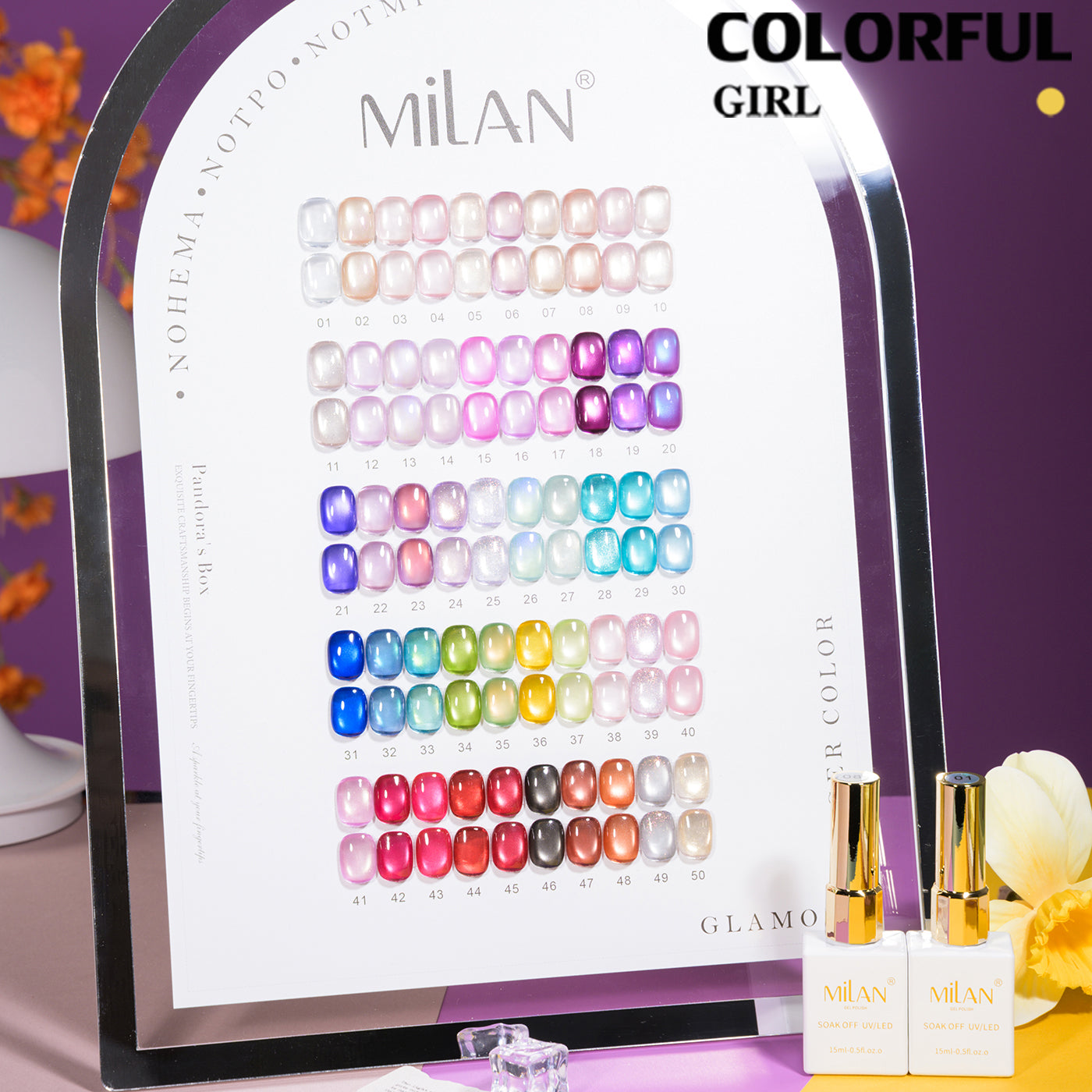 เจลเล็บ MILAN Cat Eye 50 สี | รวมโทนสีครบเซ็ต | นู้ด/สีสด/โฮโลแกรม/โทนเข้ม | เซ็ตเดียวครบทุกสไตล์ เจลตาแมว + สีเจลแคทอายเนื้อซาติน  (ทามาให้แล้ว พร้อมใช้งาน)