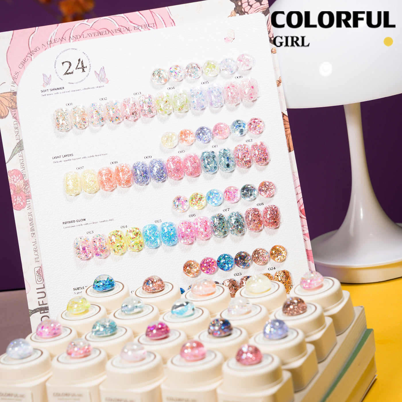 【พร้อมส่ง】เจลเล็บ COLORFUL GIRL 24 สี | สีเจลกลิตเตอร์วิบวับจัดเต็ม |5 กรัม | กลิตเตอร์เนื้อแน่น | แบบกระปุก  วิ้งกระแทกตา เล่นแสงสุดปัง | ทาแล้วดูแพงทันที 💎(ทามาให้แล้ว พร้อมใช้งาน) สีเจลกลิตเตอร์เนื้อแน่น |