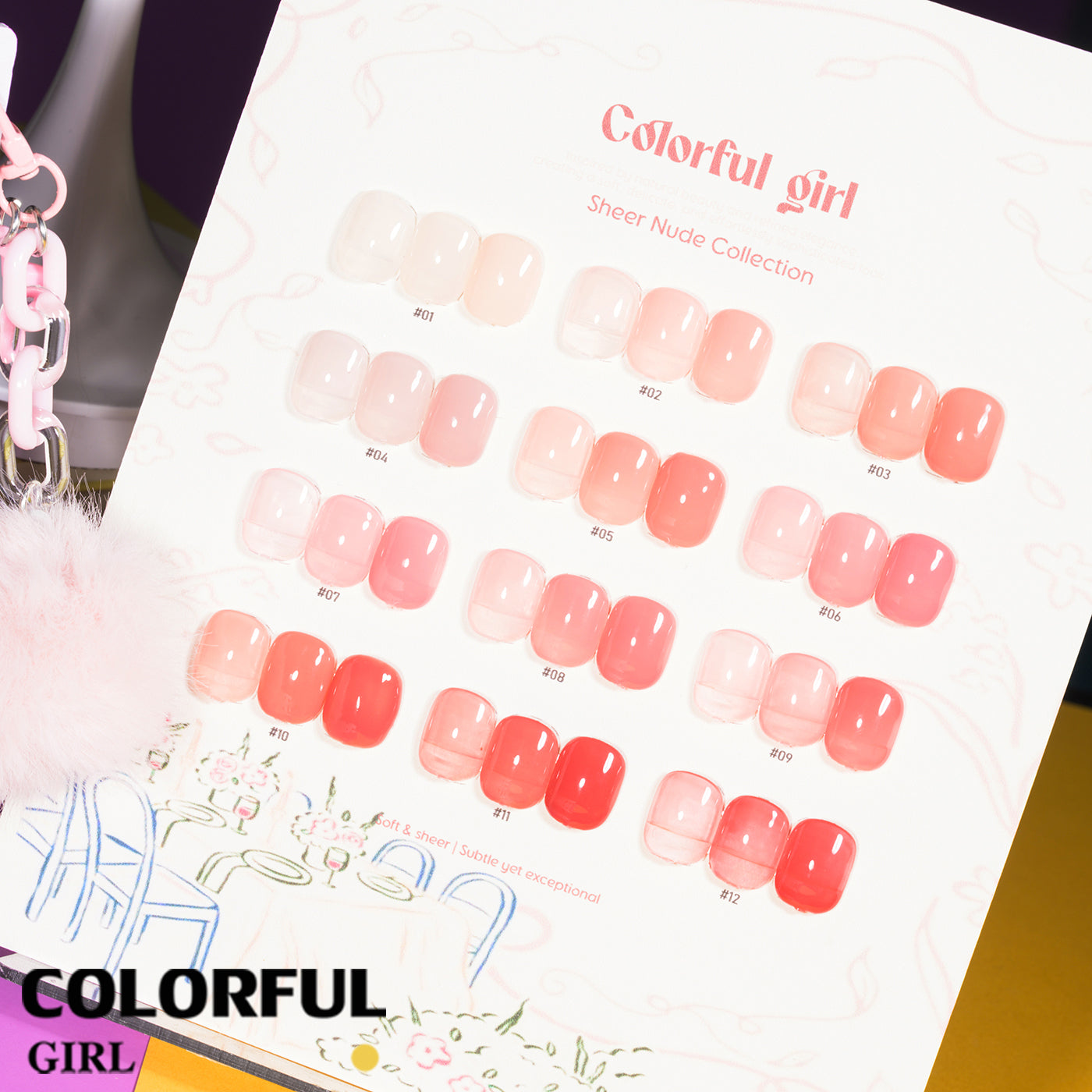 【พร้อมส่ง】💅 สีทาเล็บเจล Colorful Girl ✦ เซต 12 สี ✦ โทนชมพู Ice Peach หวานละมุน ✦ แถมฟรีชาร์ตสี 💖ซีรีส์ Sweet Nude Pink