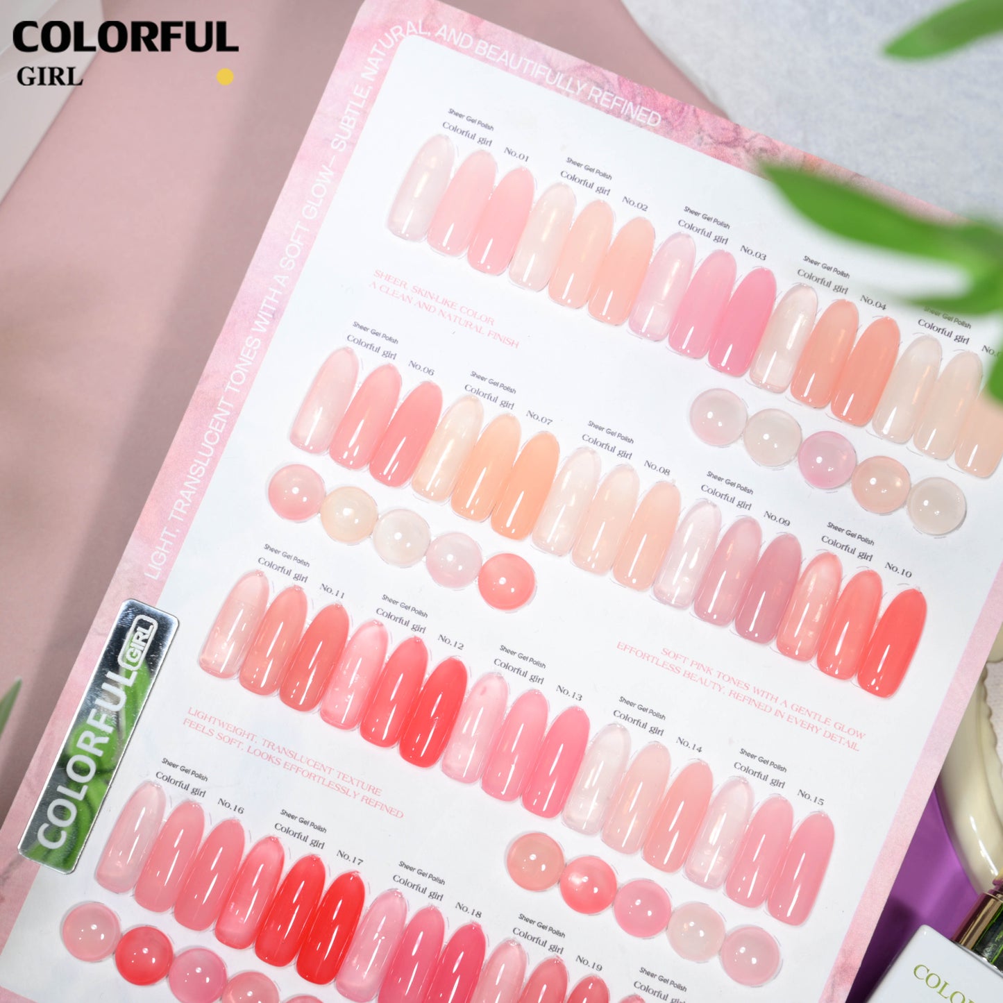【พร้อมส่ง】สีเจลไซรัป Colorful Girl เซต 20 สี ✨ โทน Ice Peach ชมพูพีชละมุน ฟีลลูกคุณหนูหวานแพง ขับผิวให้มือดูสว่างอมชมพู เนื้อเจลใสฉ่ำแบบลูกแก้ว สีแน่นเงาวาว เล่นแสงสวย ติดทนนาน 💖 ฟรีชาร์ตสีซีรีส์ Sweet Nude Pink (ทามาให้แล้ว พร้อมใช้งาน) ✨