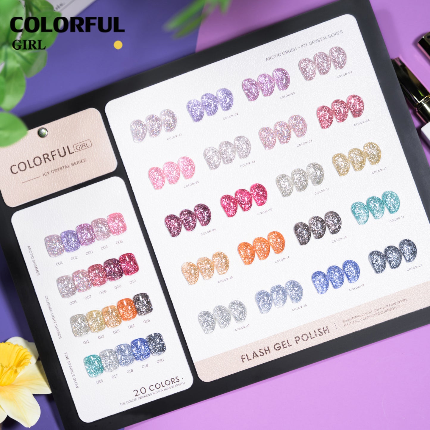 COLORFUL GIRL  เจลแฟลชโอปอล เจลโอปอลกลิตเตอร์แฟลช วิ้งระยิบแบบเพชร 20 สี แถมชาร์ทสีฟรี