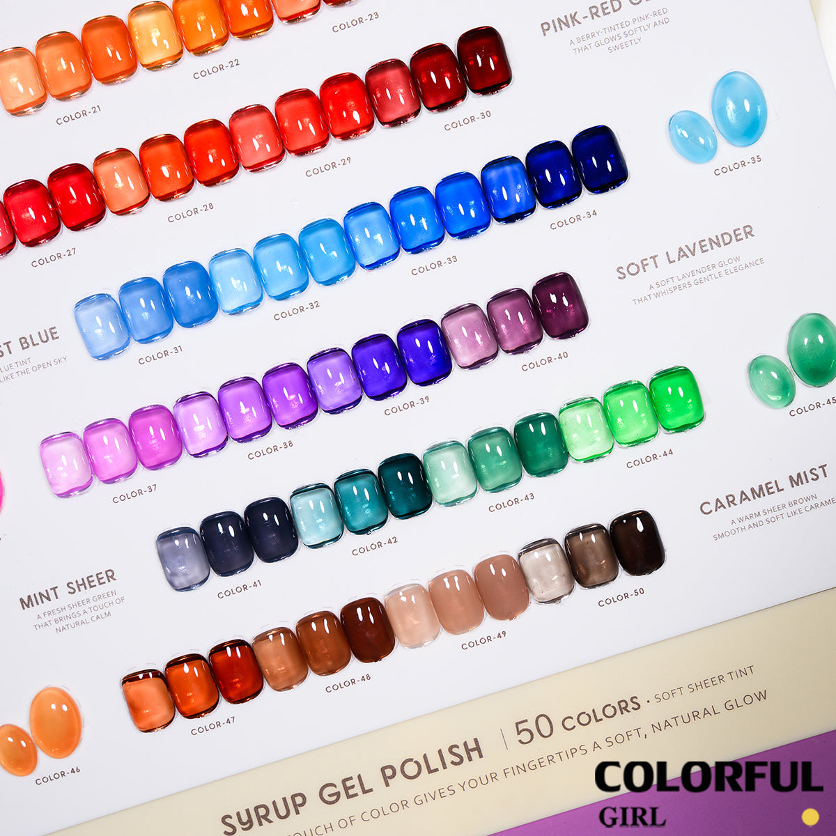 COLORFUL GIRL สีไซรัป 50 สี ✨สีลูกกวาด สีเจลไซรัป โทนชมพู Ice Peach แถมฟรีชาร์จสี