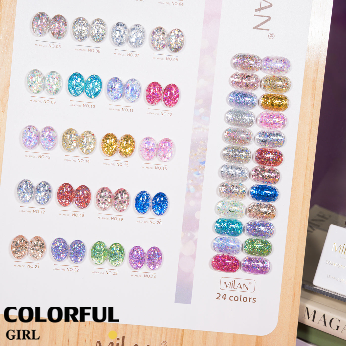 เจลเล็บ MILAN 24 สี | สีเจลกลิตเตอร์วิบวับจัดเต็ม | วิ้งกระแทกตา เล่นแสงสุดปัง | ทาแล้วดูแพงทันที 💎(ทามาให้แล้ว พร้อมใช้งาน) สีเจลกลิตเตอร์เนื้อแน่น |