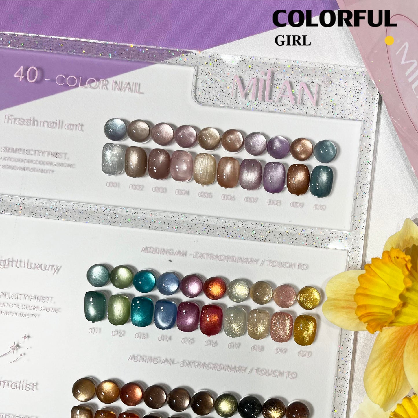MILAN 40 สี สีเจลแคทอายเนื้อซาติน+สีเจลแคทอาย  แถมฟรีชาร์ทสี