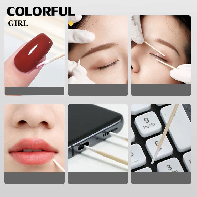 【พร้อมส่ง100 ชิ้นทิ้งเล็บป้องกันการรั่วไหลกาวไม้ Cotton Buds Sticks al เครื่องมือทําความสะอาดใหม่